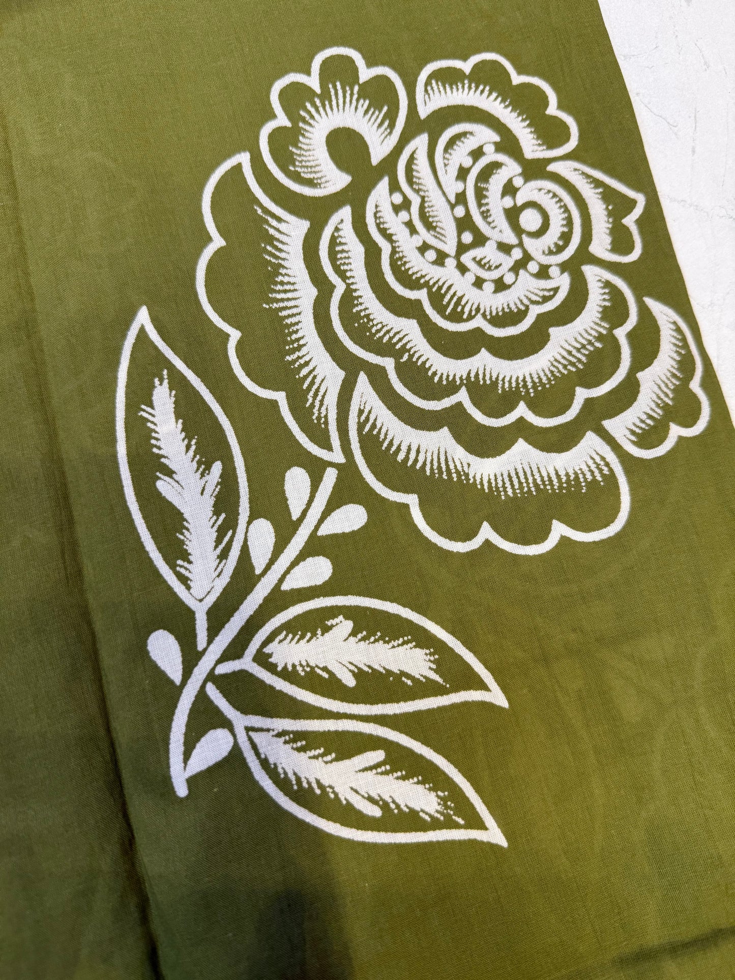 Rose Printed Green Cotton Kurti With Pant and Dupatta-HSC57