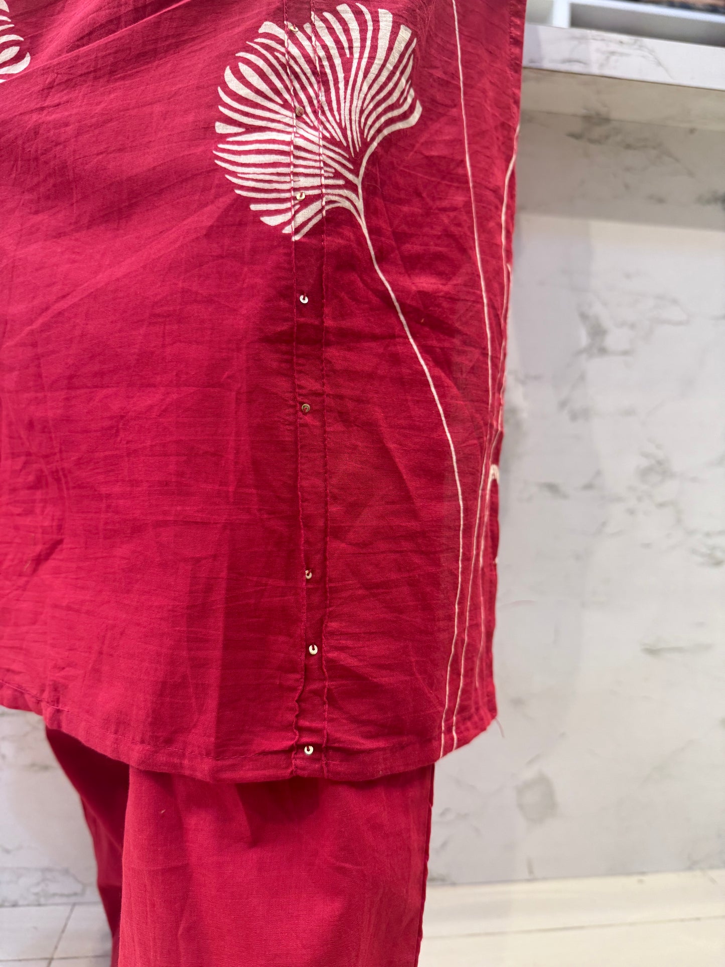 Straight cut Cotton Kurti With Pant and Dupatta