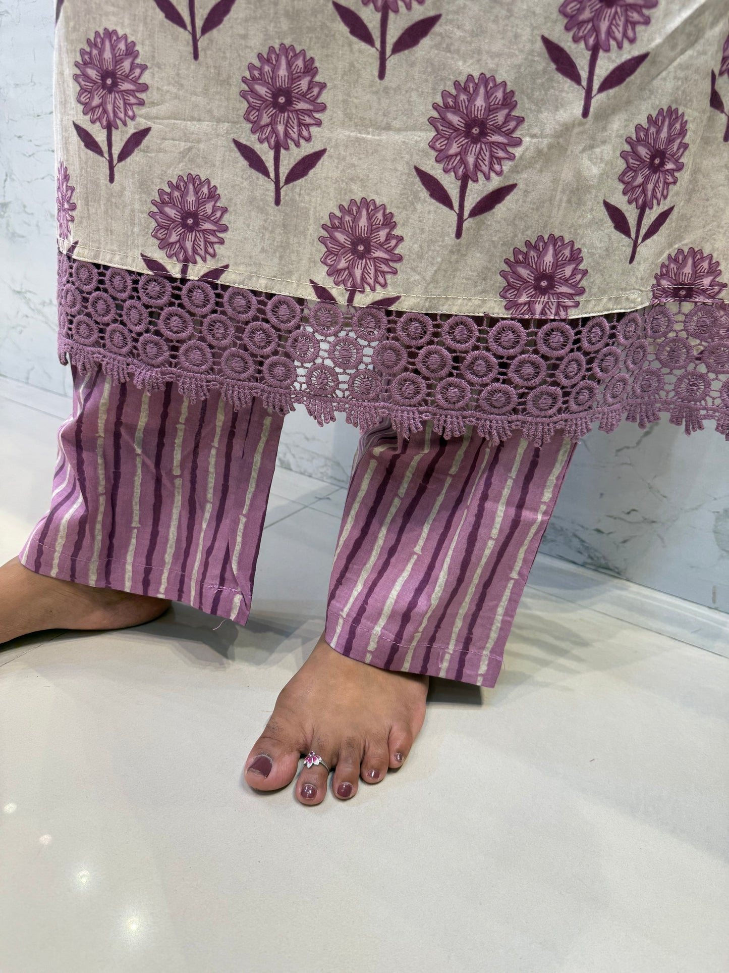 Printed Cotton Kurti With Pant and Dupatta