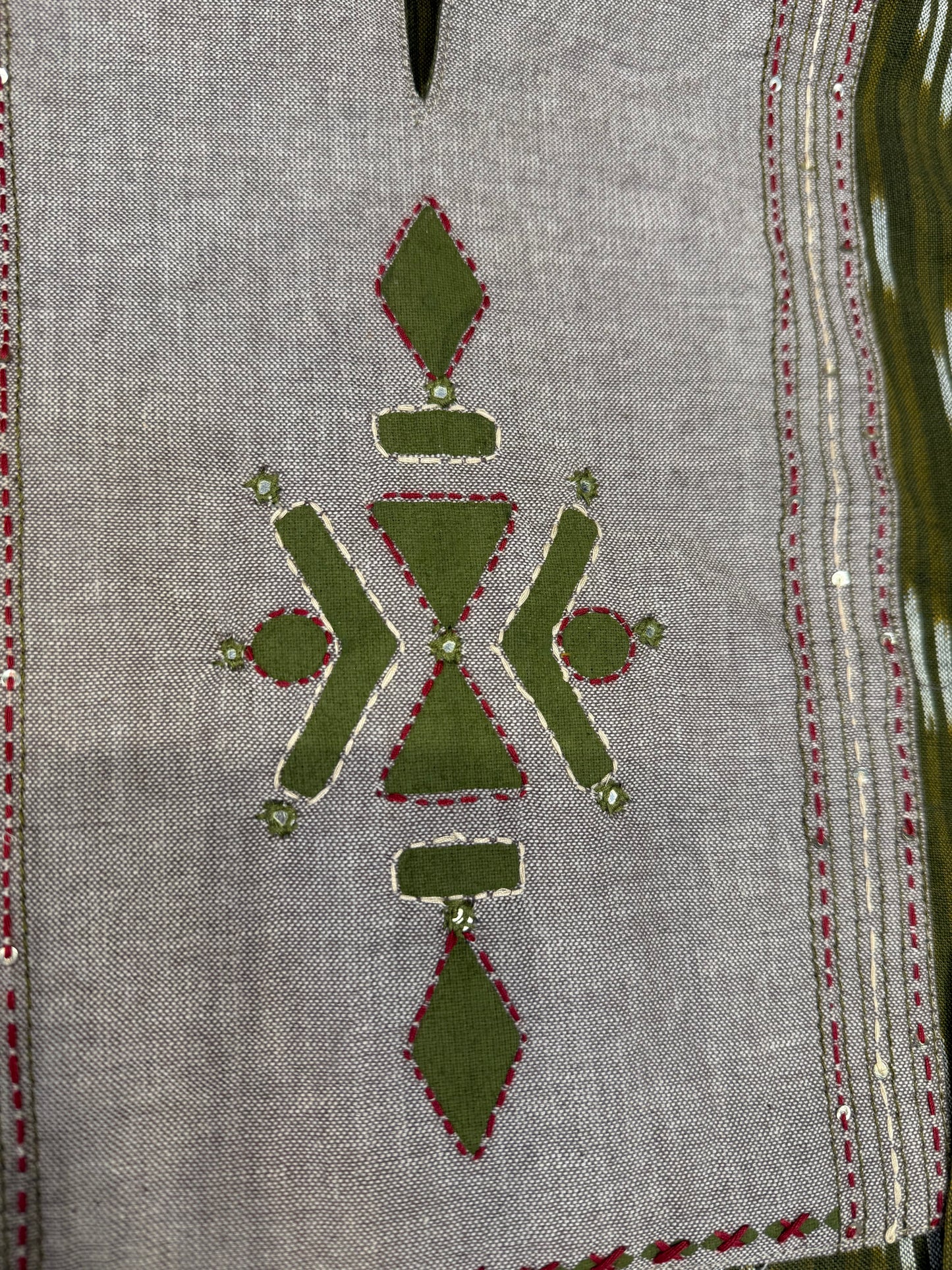 Green Pure Cotton Embroidered Kurti