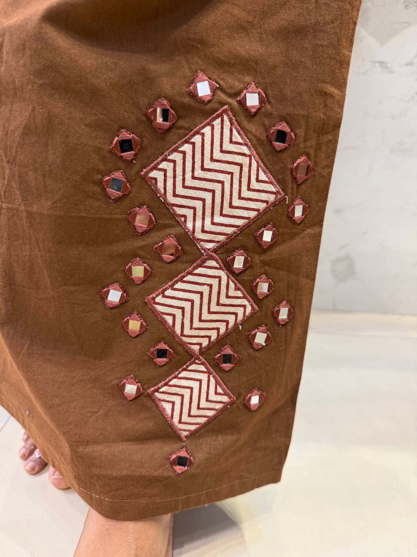 Brown Pure Cotton Dhabu Co-ords Set-HSC100