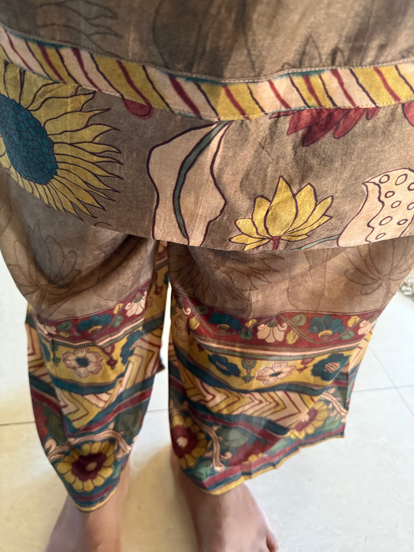 Pure Muslin Floral Printed Kurti With Pant and Dupatta