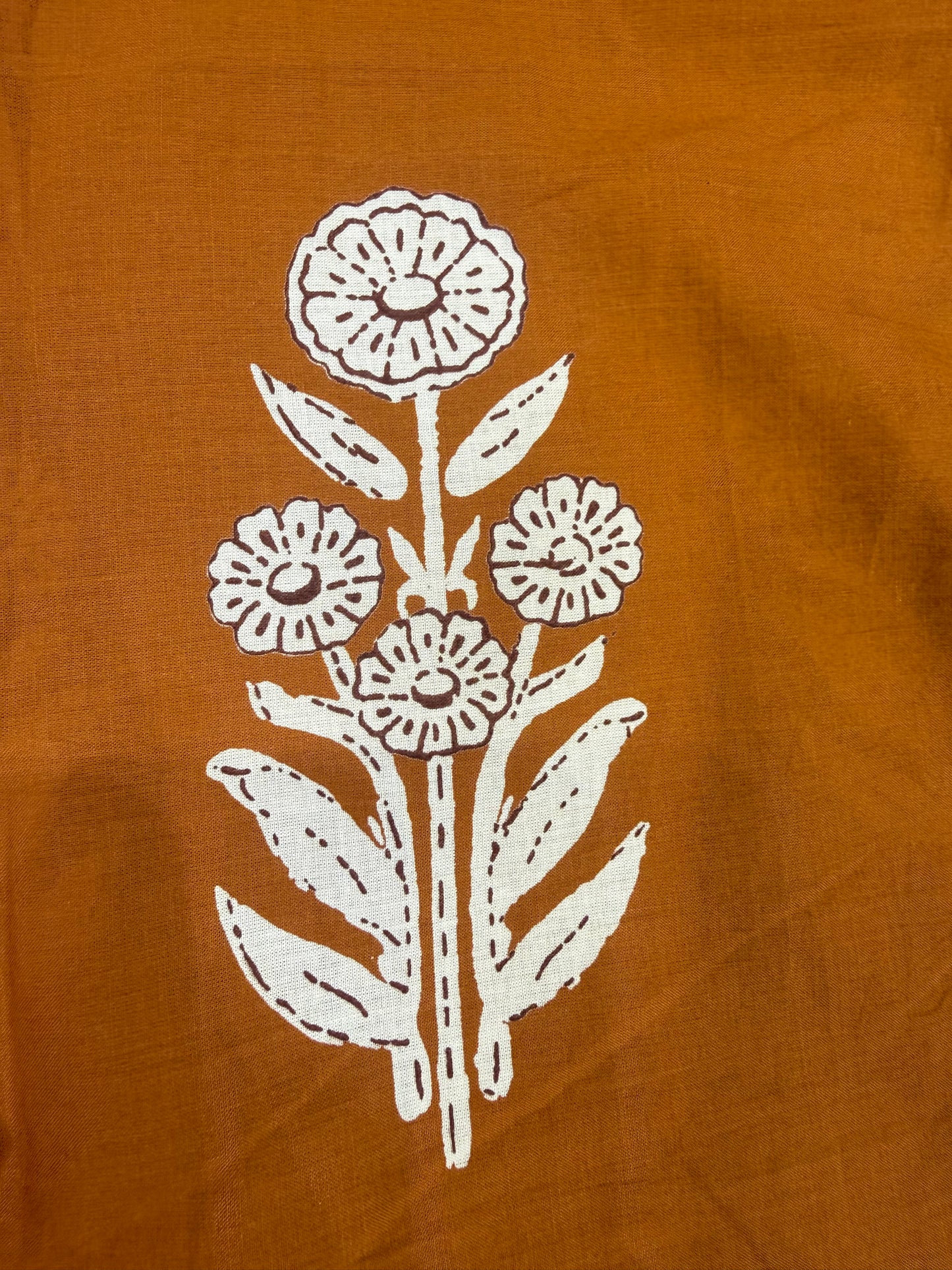Rust Printed Pure Cotton Kurti With Pant and Dupatta