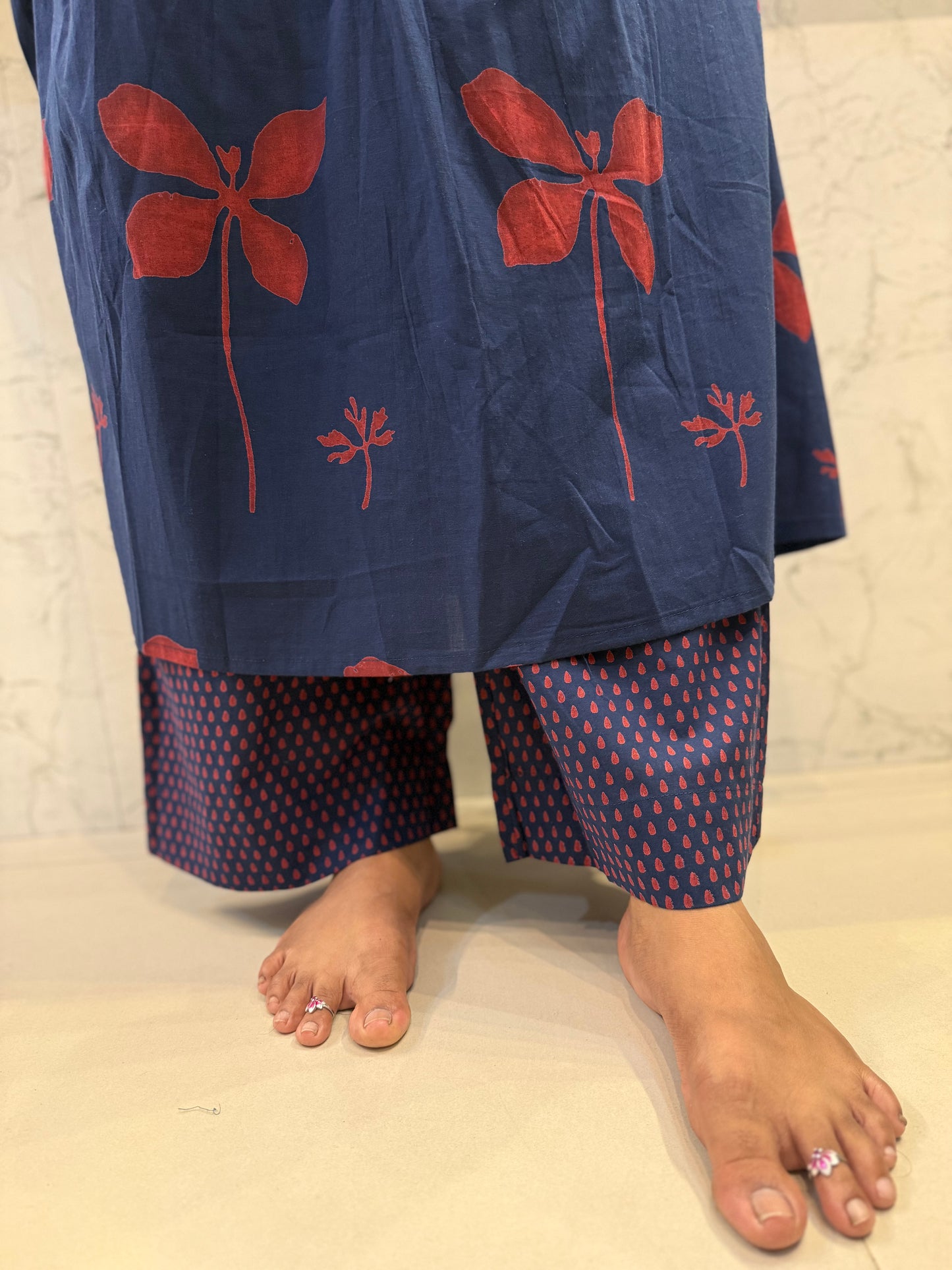 A-line Pure Cotton Printed Kurti With Pant-HSC63