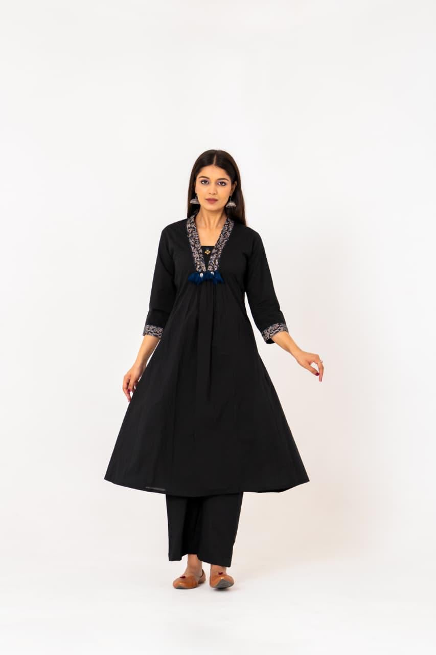 Kalamkari Pure Cotton A-line Kurti with Pant and Dupatta