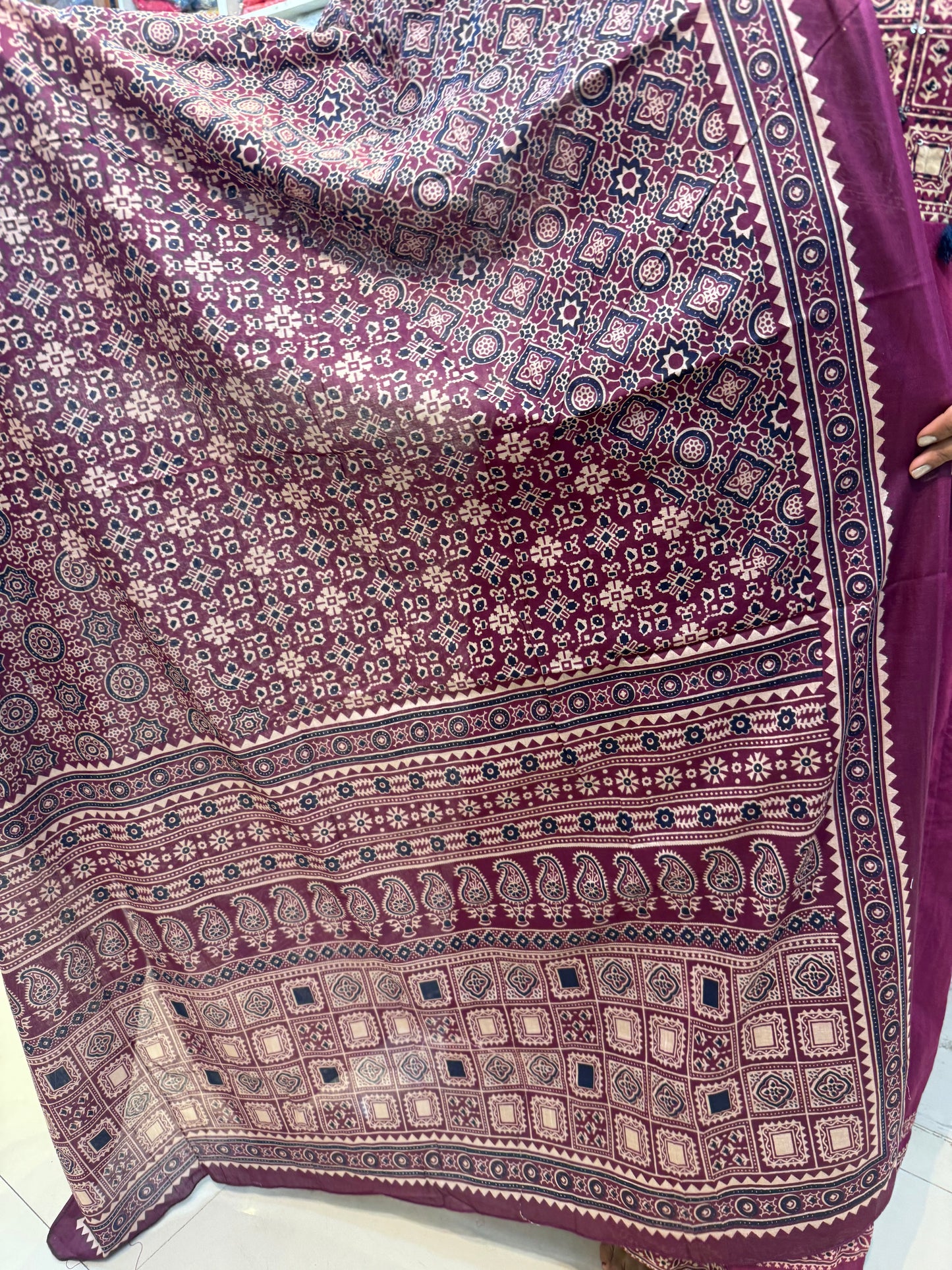Wine Anarkali Kurti with Pant and Dupatta