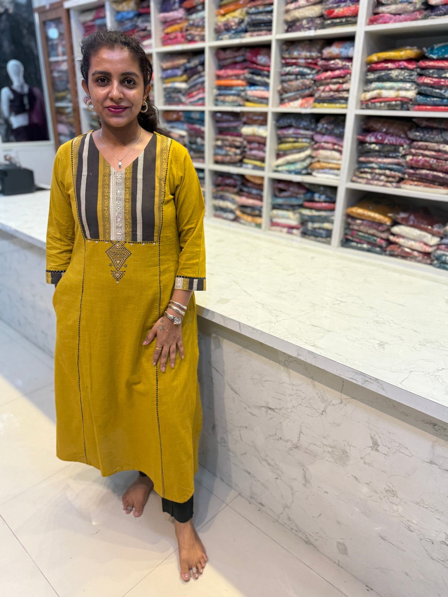 Mustard Cotton Kurti