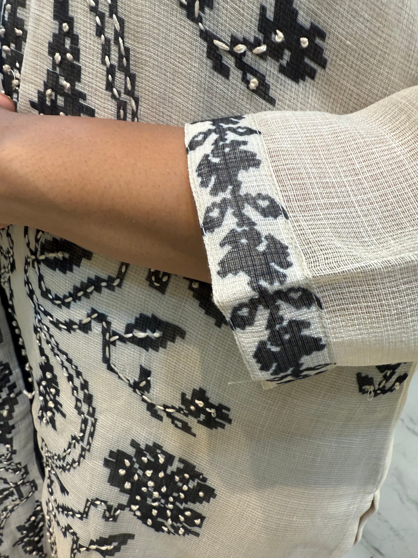 Half white Pure Kota linen