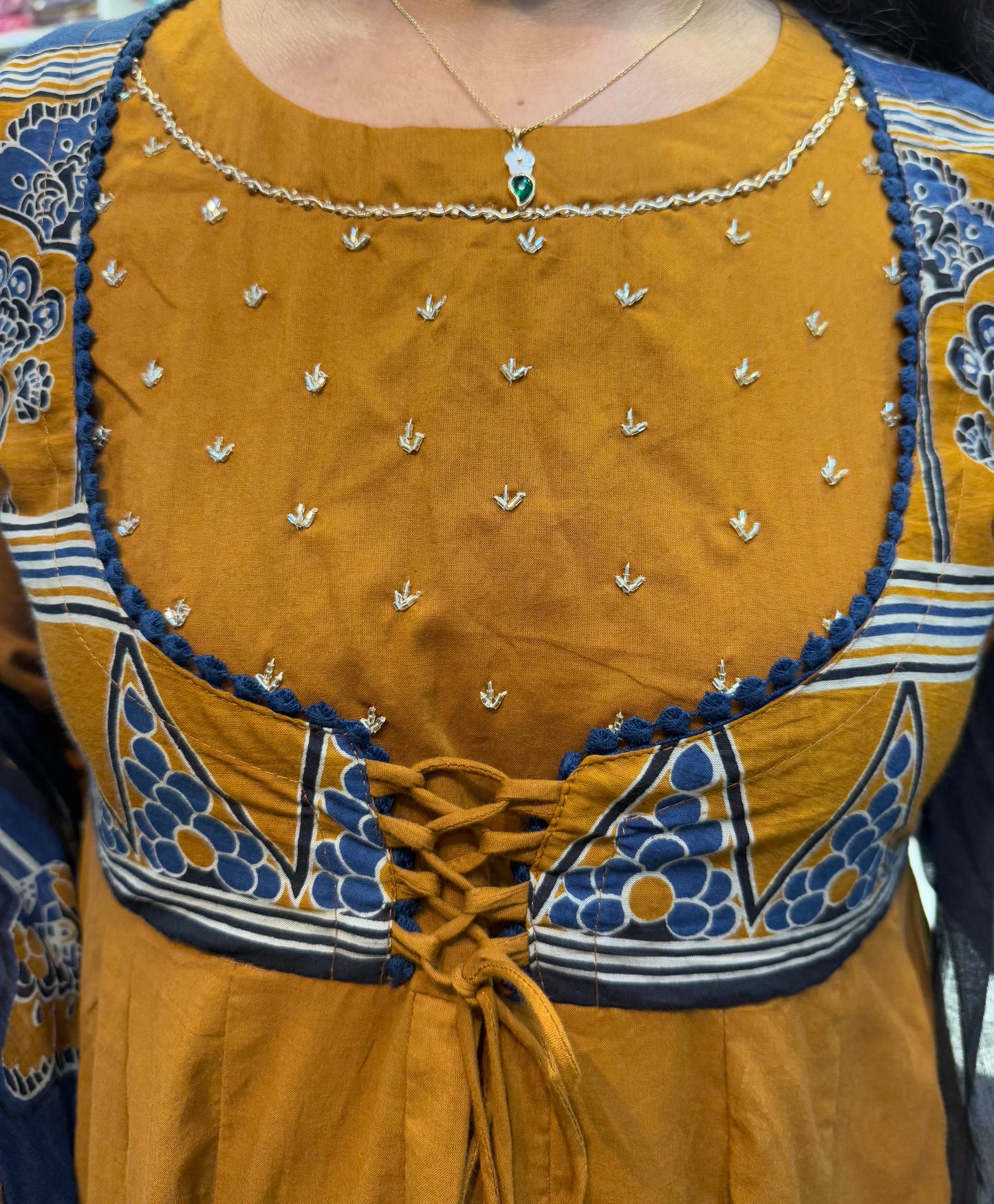 Cotton Anarkali dress waist is adjustable