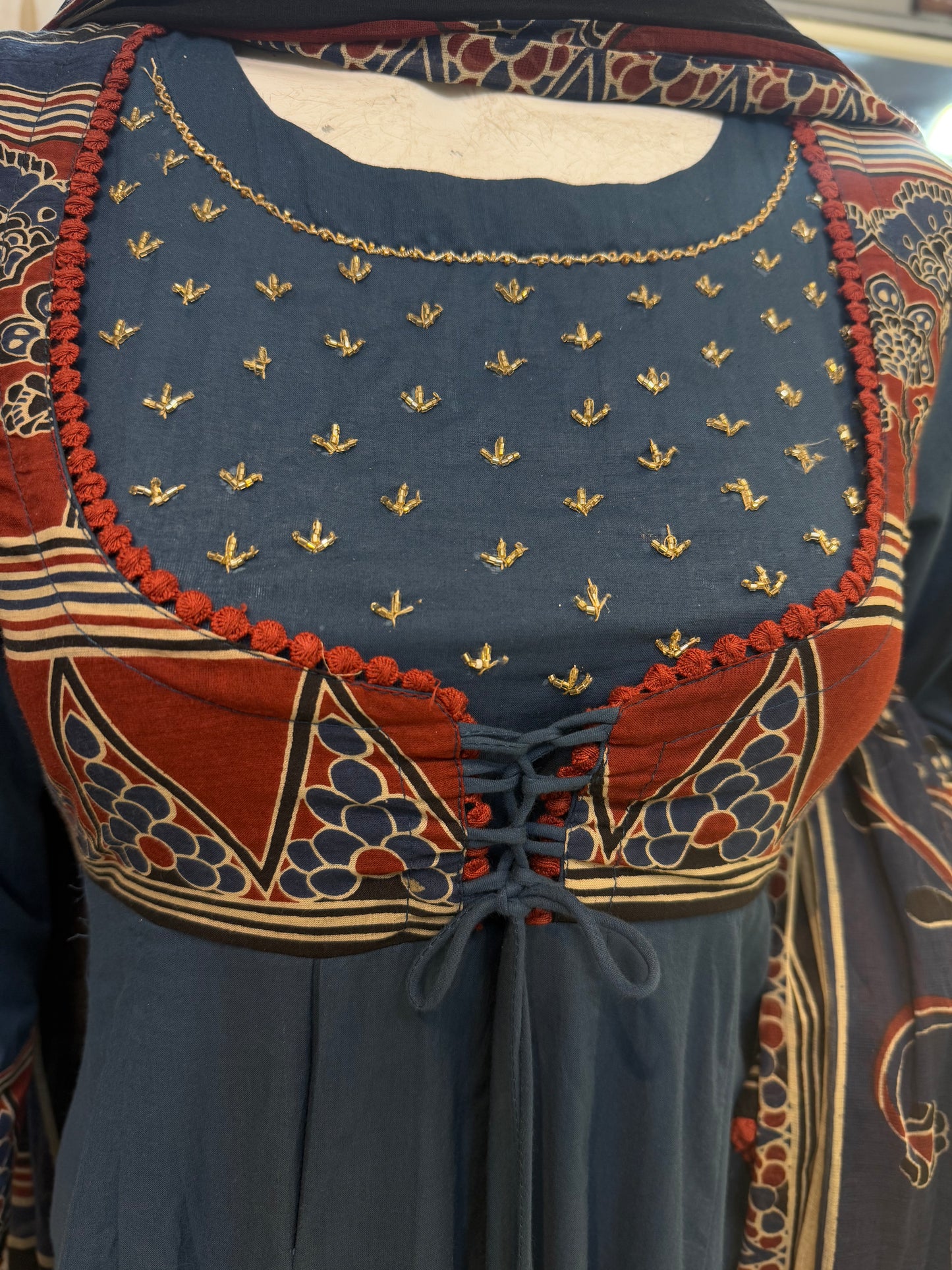 Cotton Anarkali dress waist is adjustable