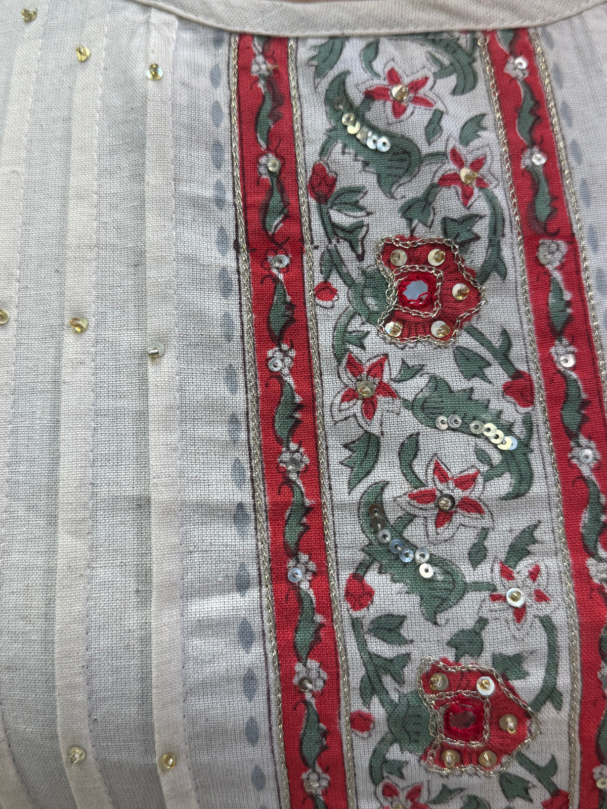 Half white Printed Pure Cotton Kurti With Pant and Dupatta -HSC1159