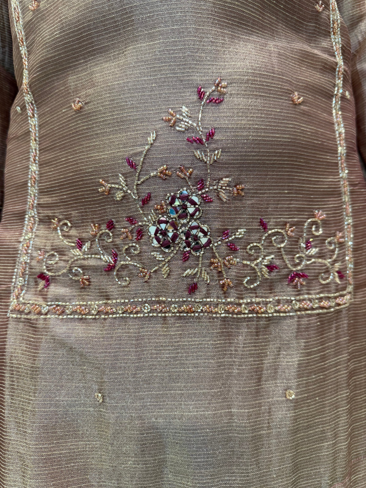 Shimmer Tissue Hand Embroidery Kurti With pant and dupatta -HSC1229