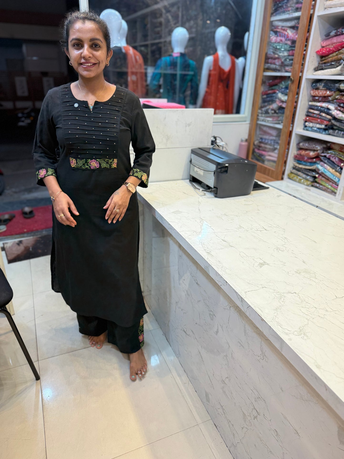 Pure Cotton Flex Thread Embroidery Co-ords Set