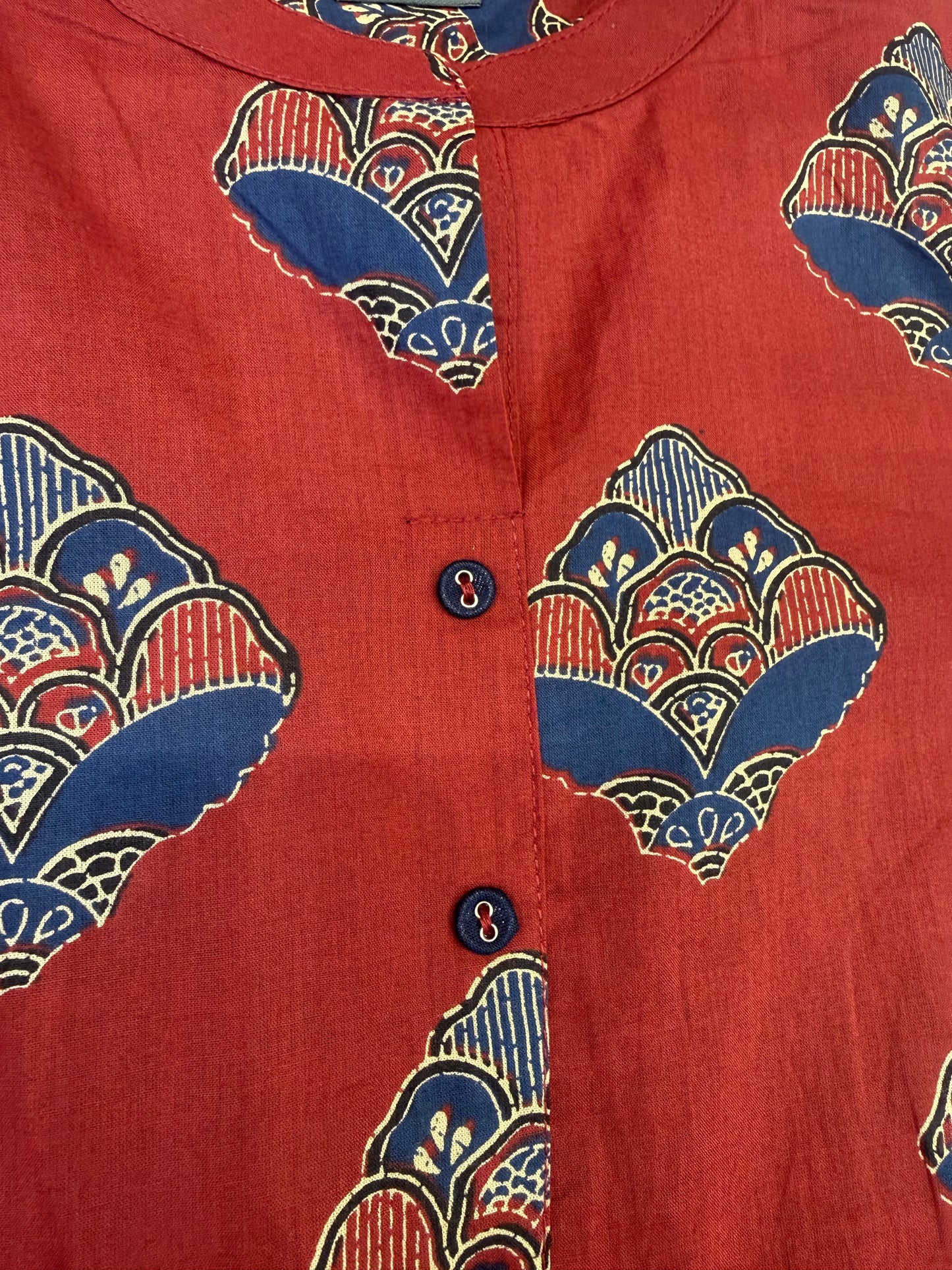 Marron Printed Pure Cotton Tunics Top