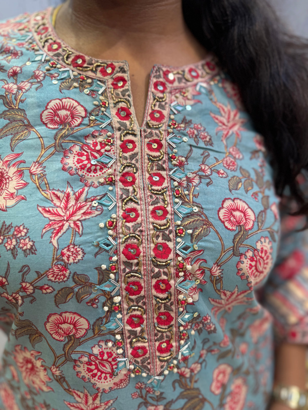 Floral Printed Pure Cotton Kurti With Sharara Pant and Dupatta -HSC1240