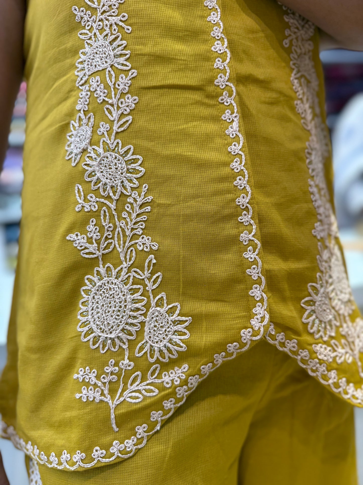 Mustard Embroidery Pure Cotton Co-ords set