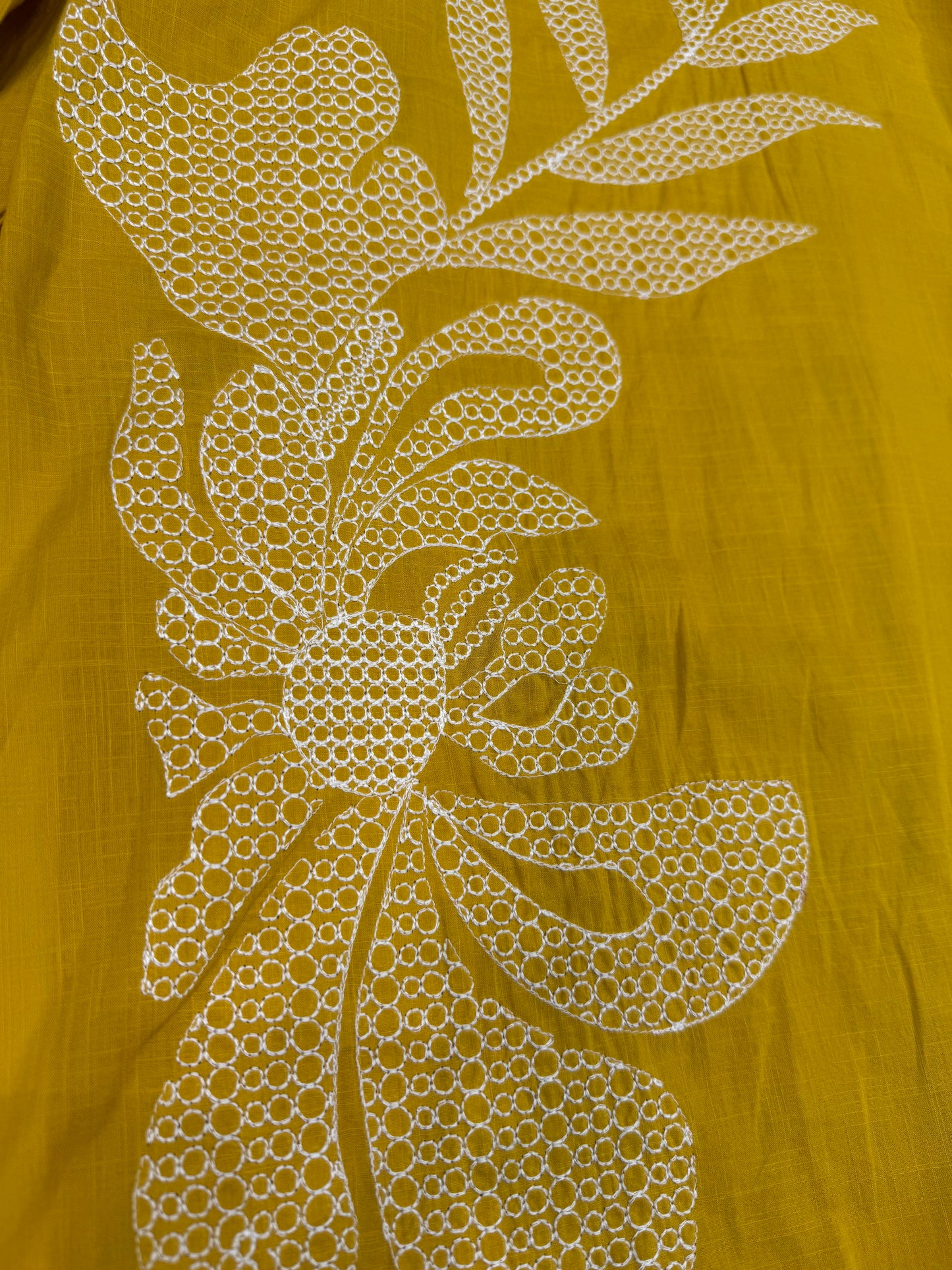 Yellow Pure Cotton Kurti With Pant and White Dupatta