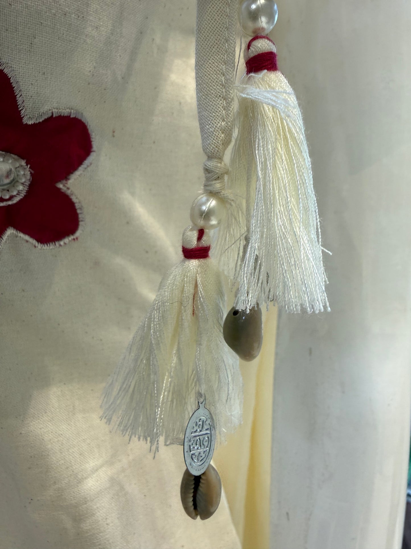 Half white Cotton Flex Applique Kurti With Pant and Dupatta-HSC170