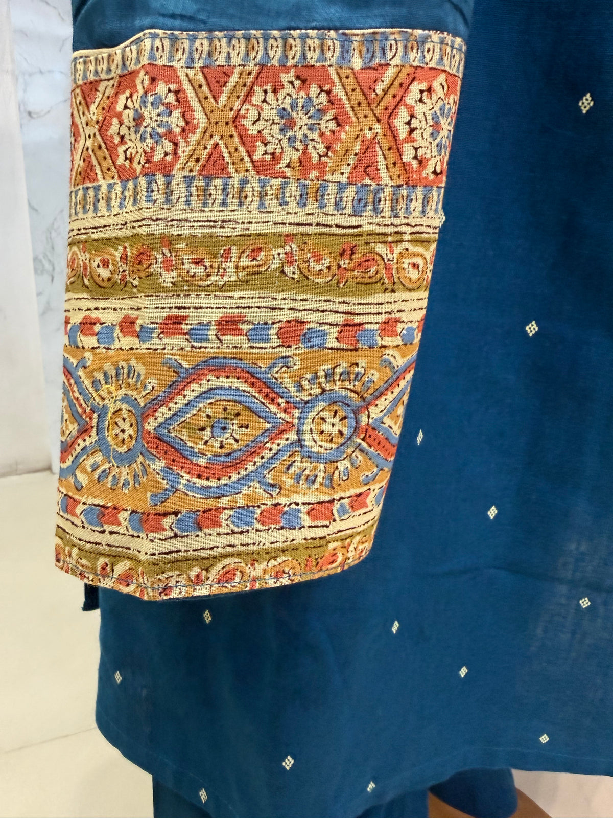 Kalamkari Pure Handloom Cotton Kurti With Pant and Dupatta -HSC1325