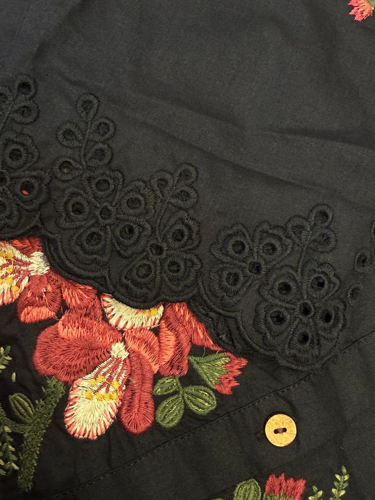 Designer Wear Floral Embroidery Pure Cotton Co-ords Set -HSC1286