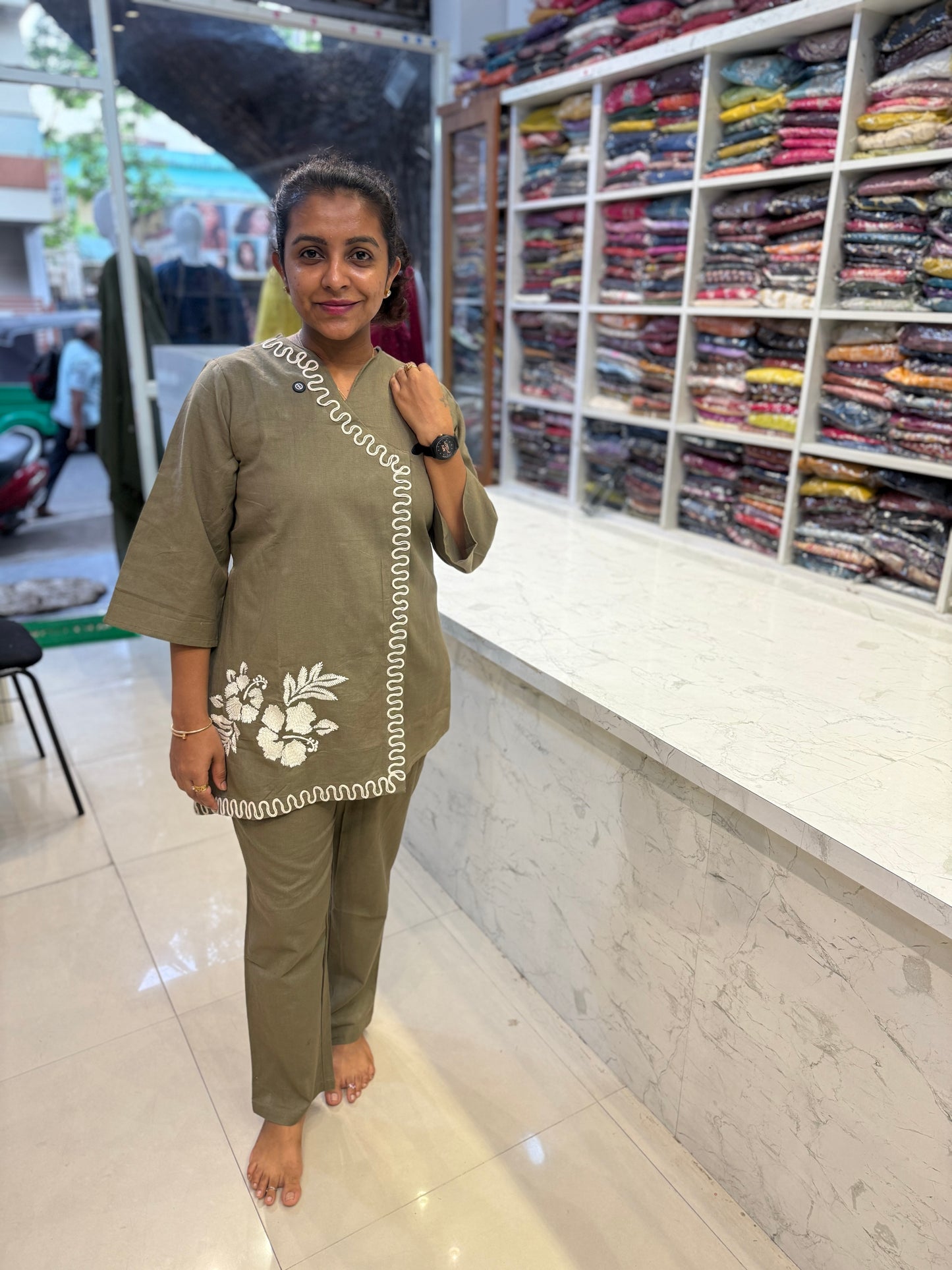 Grey Cotton Flex Co-ords Set-HSC27