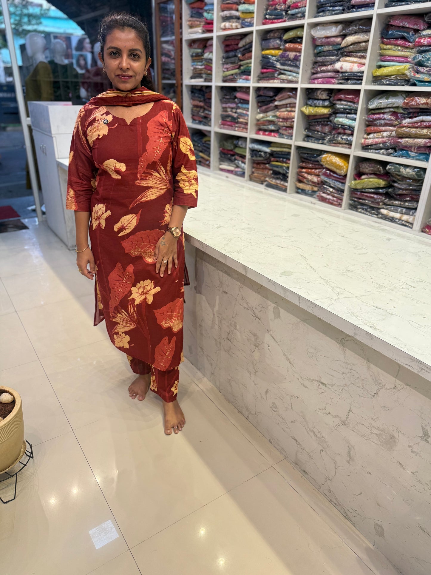 Pure Cotton Kurti With Pant and Dupatta