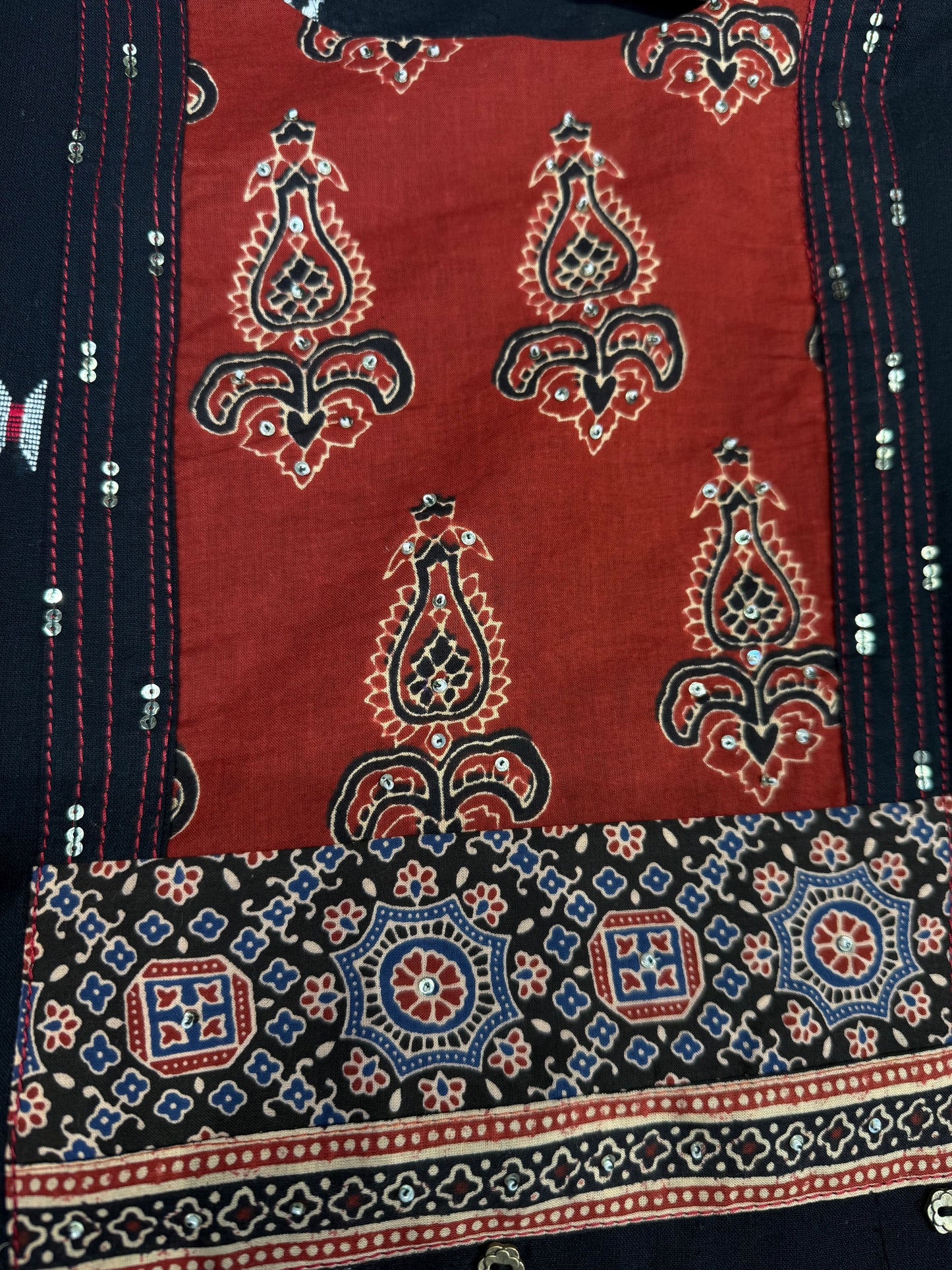 Black Pure Handloom Kurti With Pant and Dupatta -HSC1146