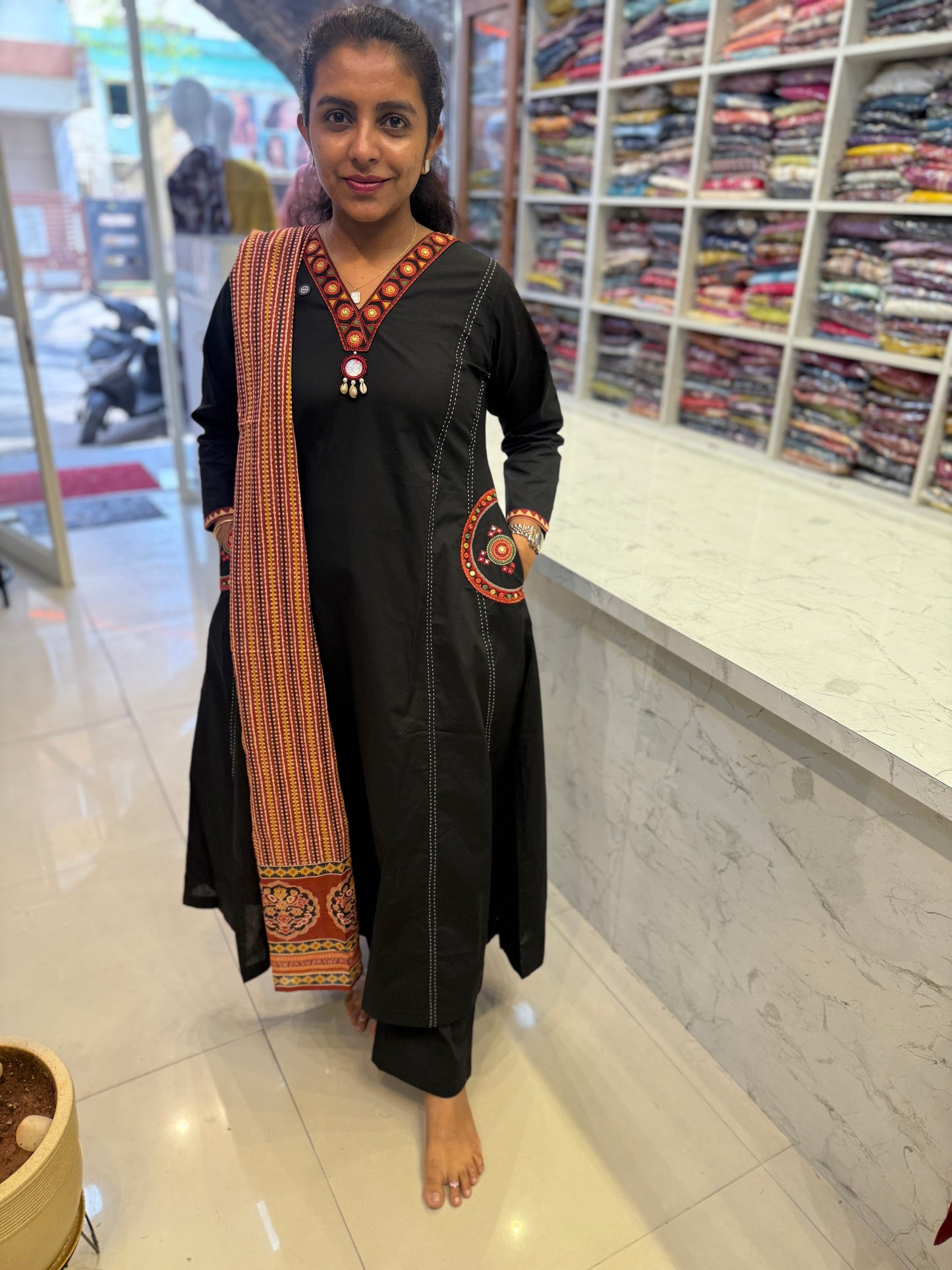 Two Sides Pocket Kurti With Pant and Dupatta Boutique style Kurti 5