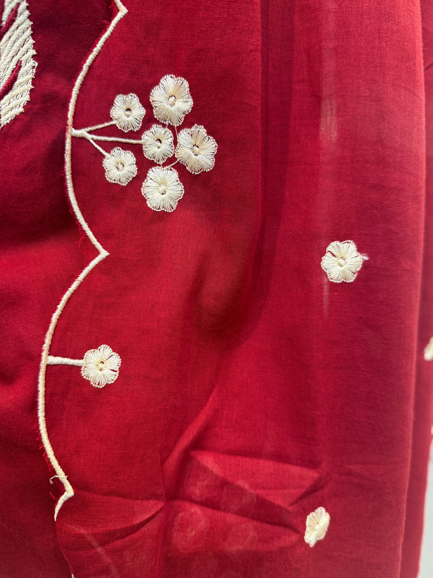 Embroidery Work kurti with Pant and Scallop Cut Work Dupatta