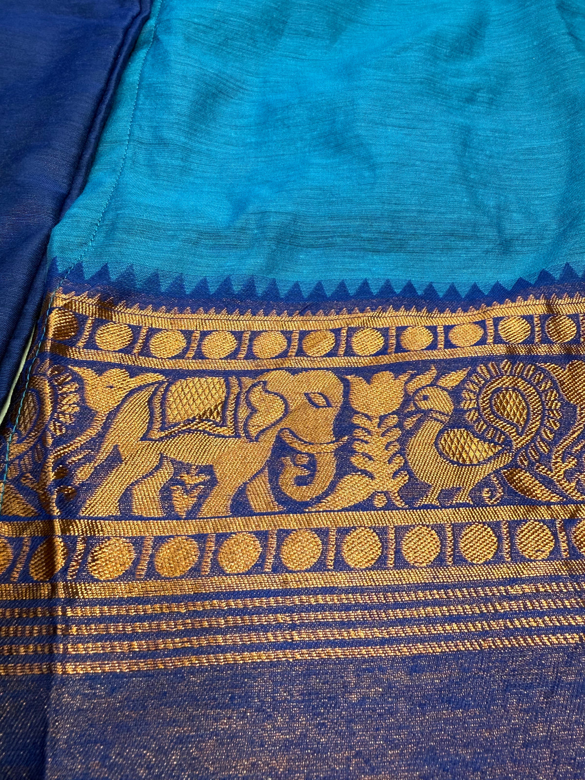 Elephant Blue Silk Cotton Kurti With Pant and Dupatta -HSC1207
