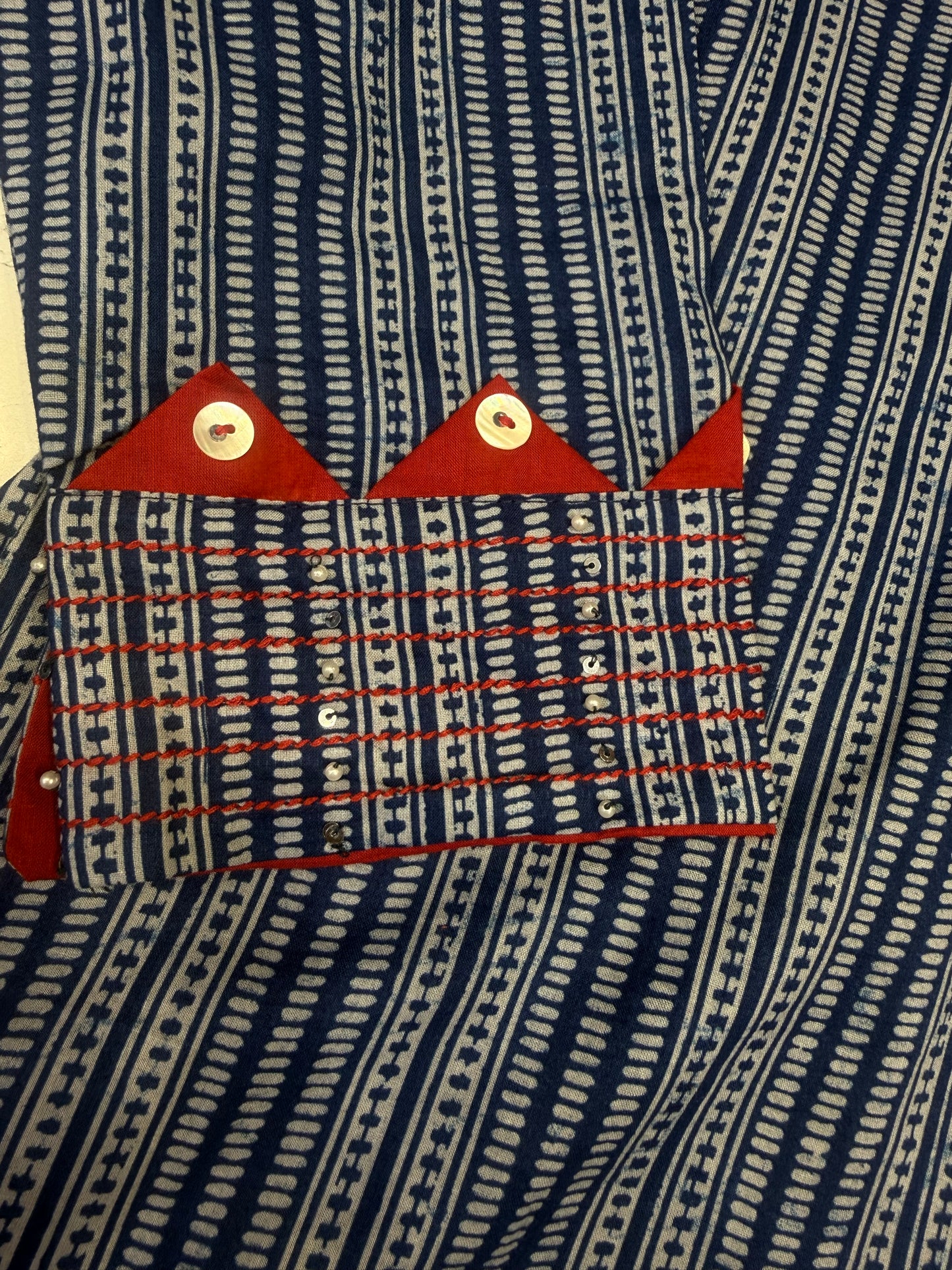 Indigo Stripes Pure Cotton Kurti With Pant and Dupatta
