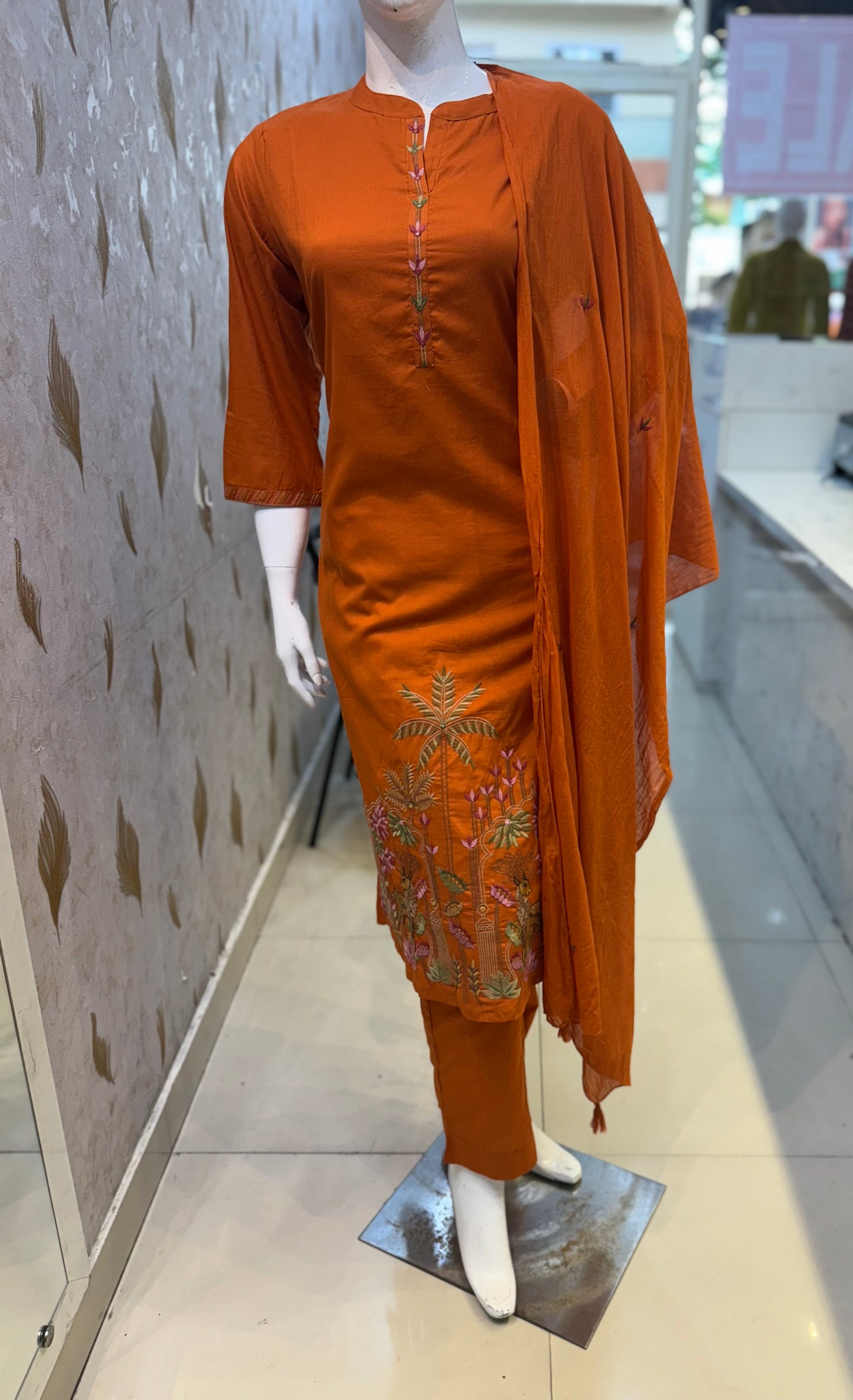 Deer Pure Mul  Cotton Embroidery Salwar Set