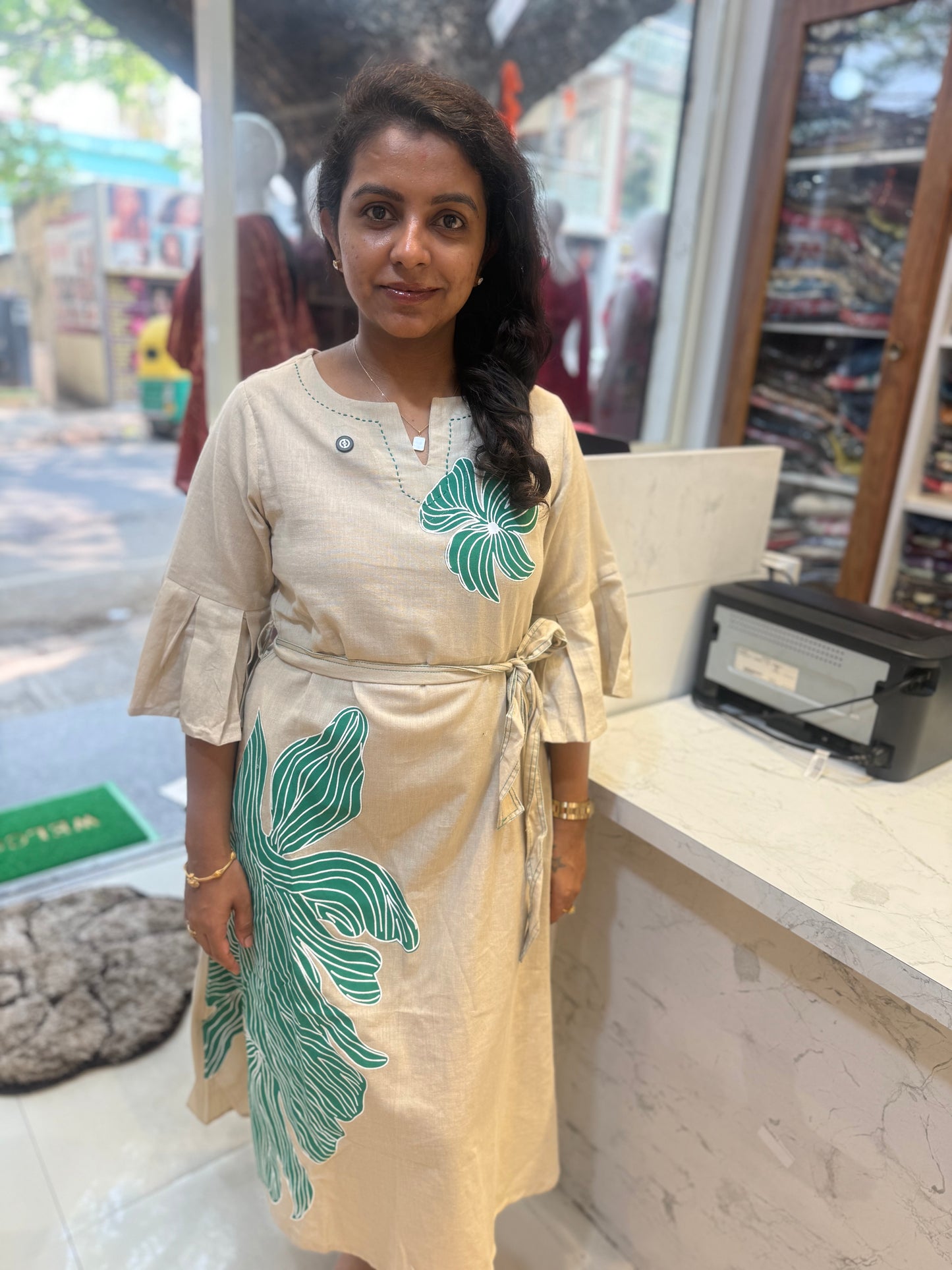 Hand Painted A-line Cotton Dress