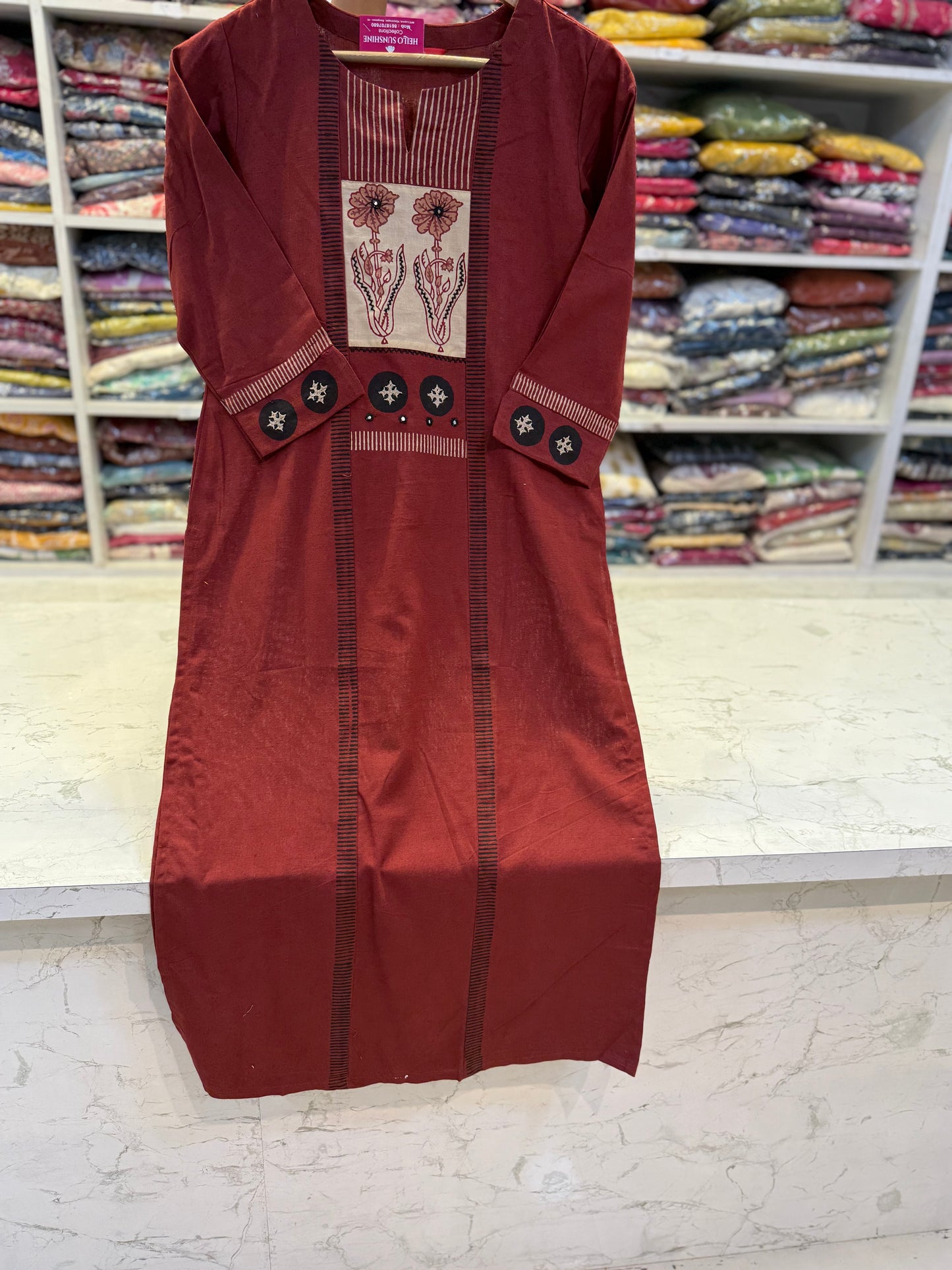 Marron Cotton Kurti