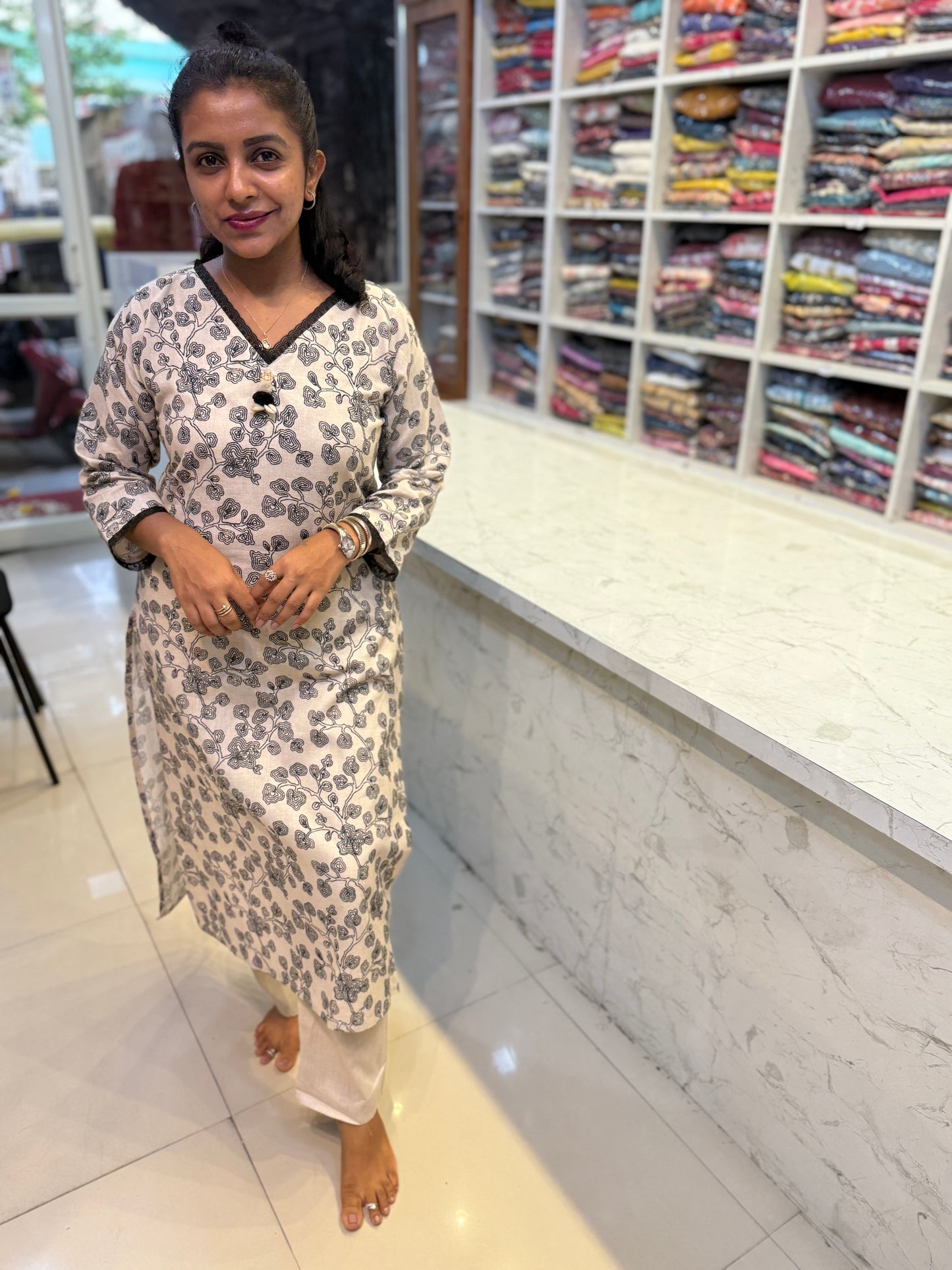 Half white Linen Co-ords set