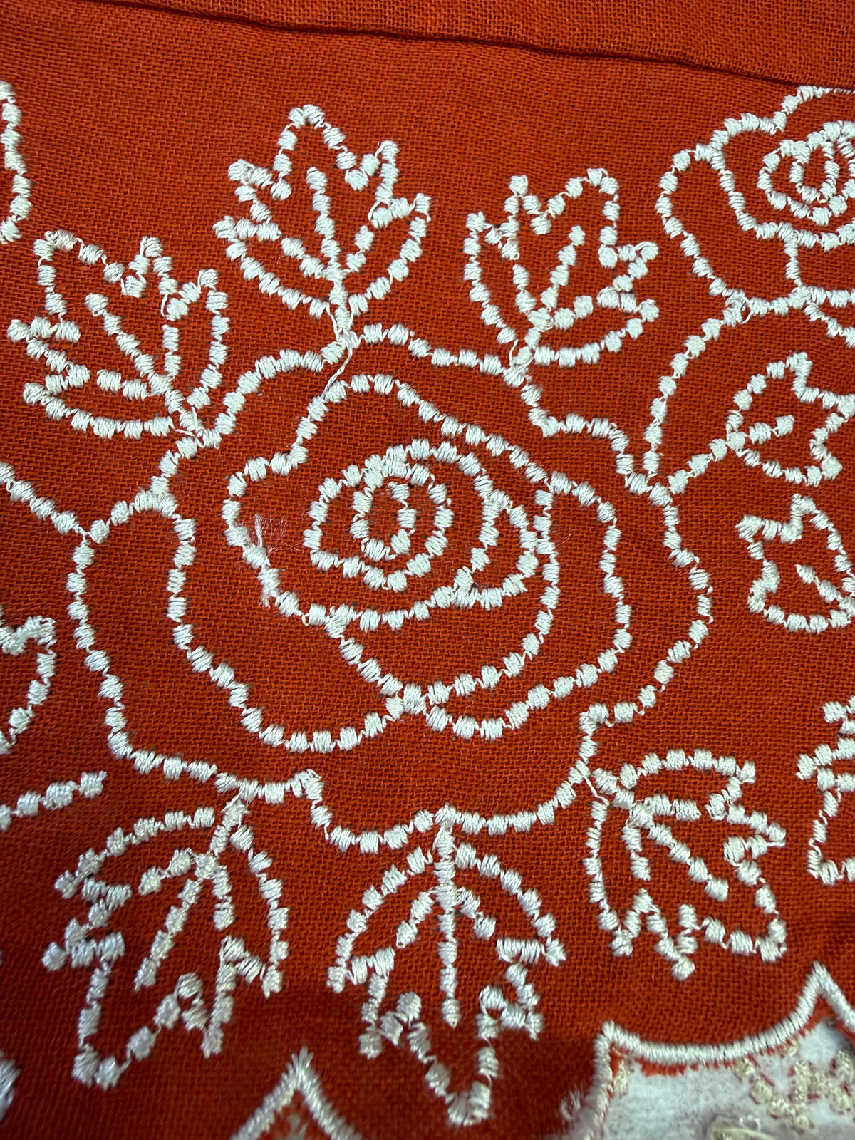 Rust Orange Cutwork Embroidery Tunics -HSC1249