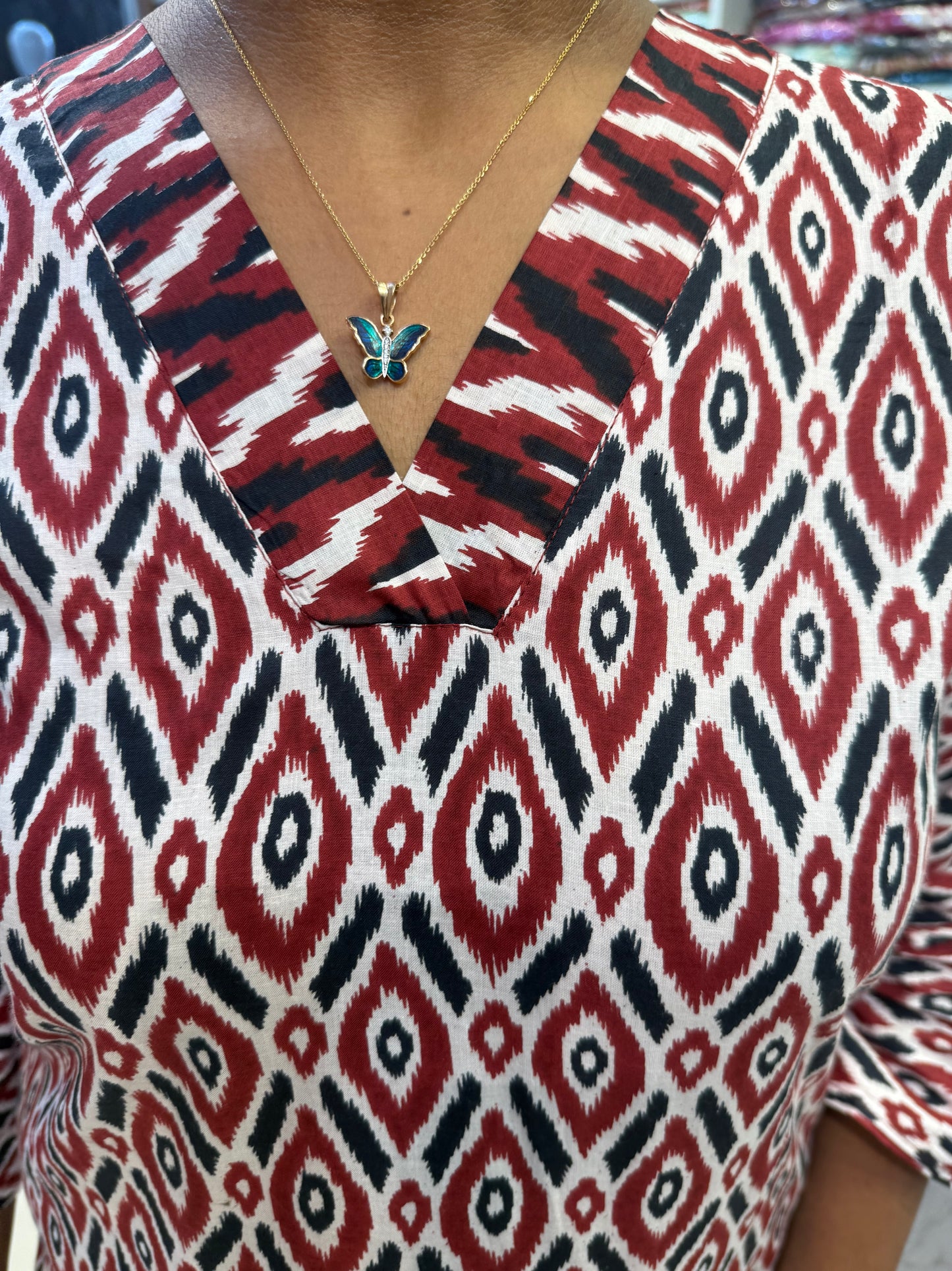V neck Printed Cotton Co-ords Set