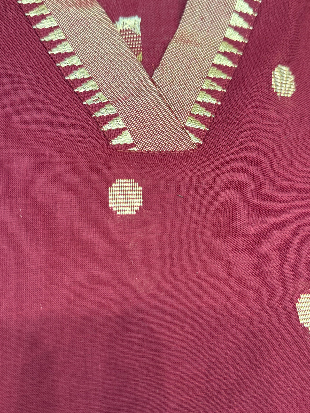 Marron Zari Butta Pure Handloom Kurti With Pant and Dupatta -HSC1268