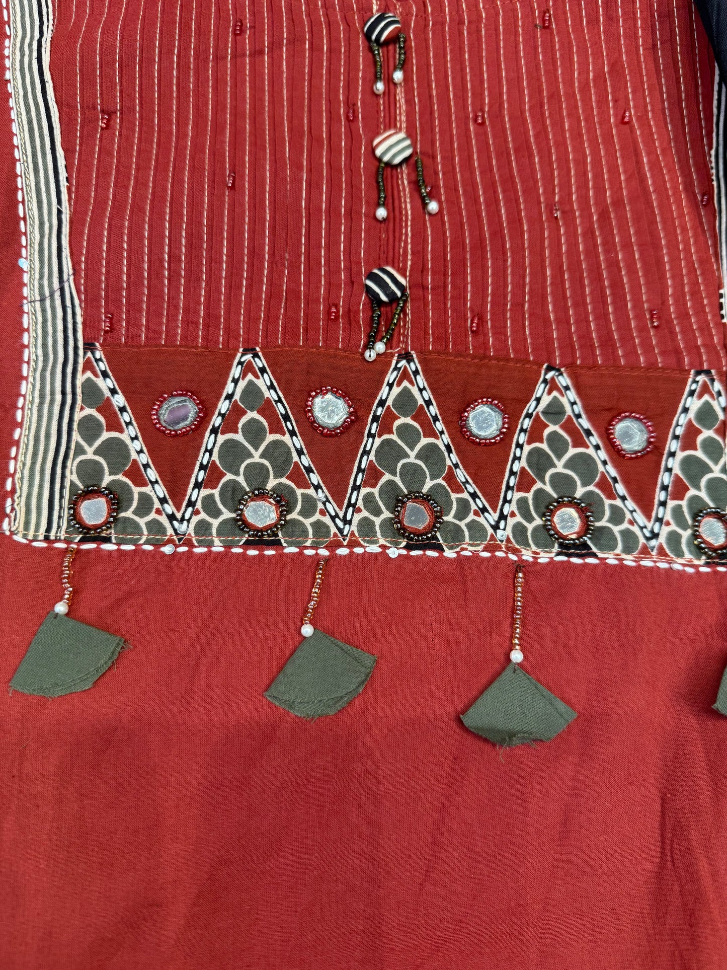 Marron Cotton Kurti With Pant and Dupatta