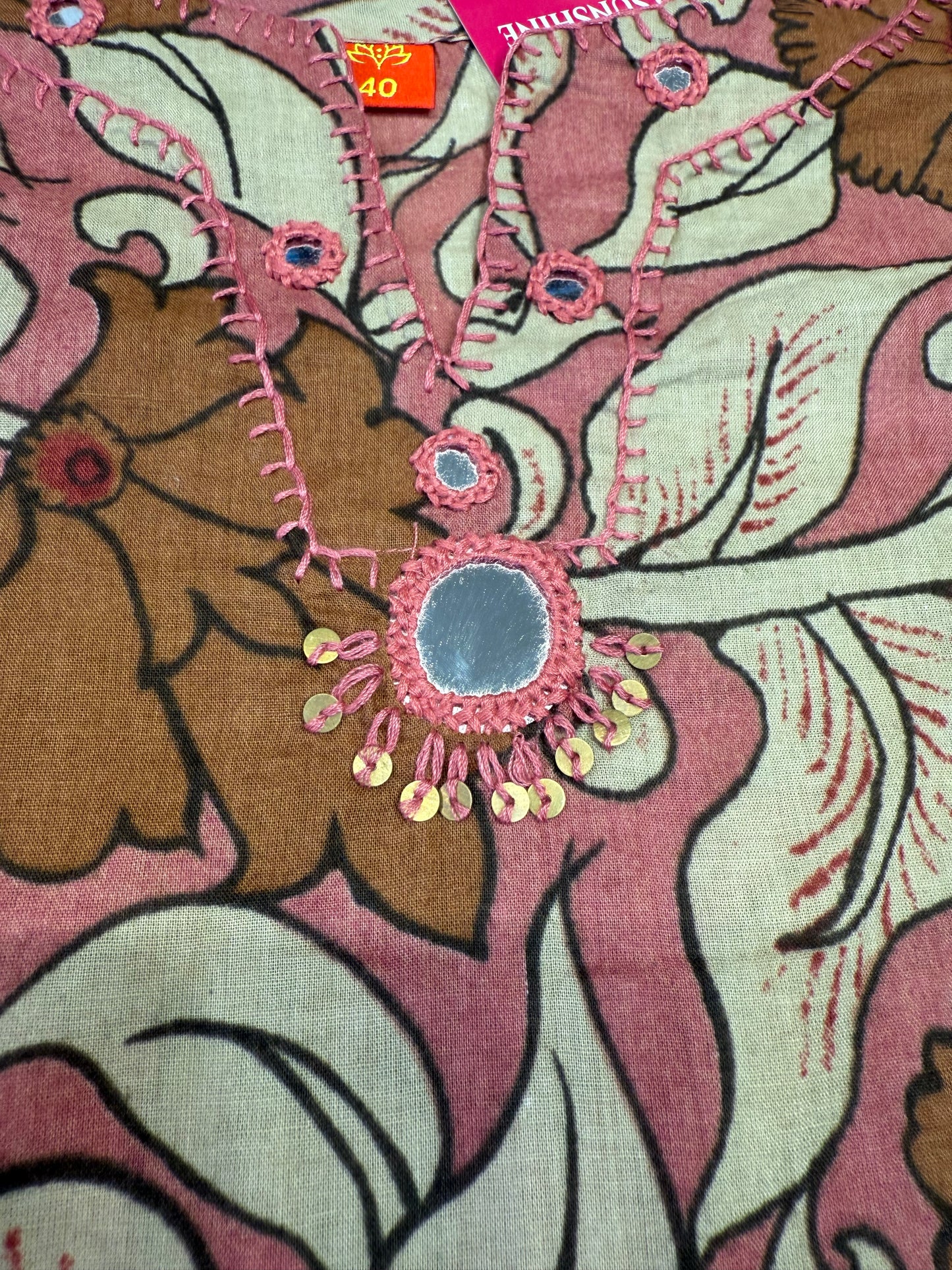Natural Printed Floral Pure Cotton Kurti
