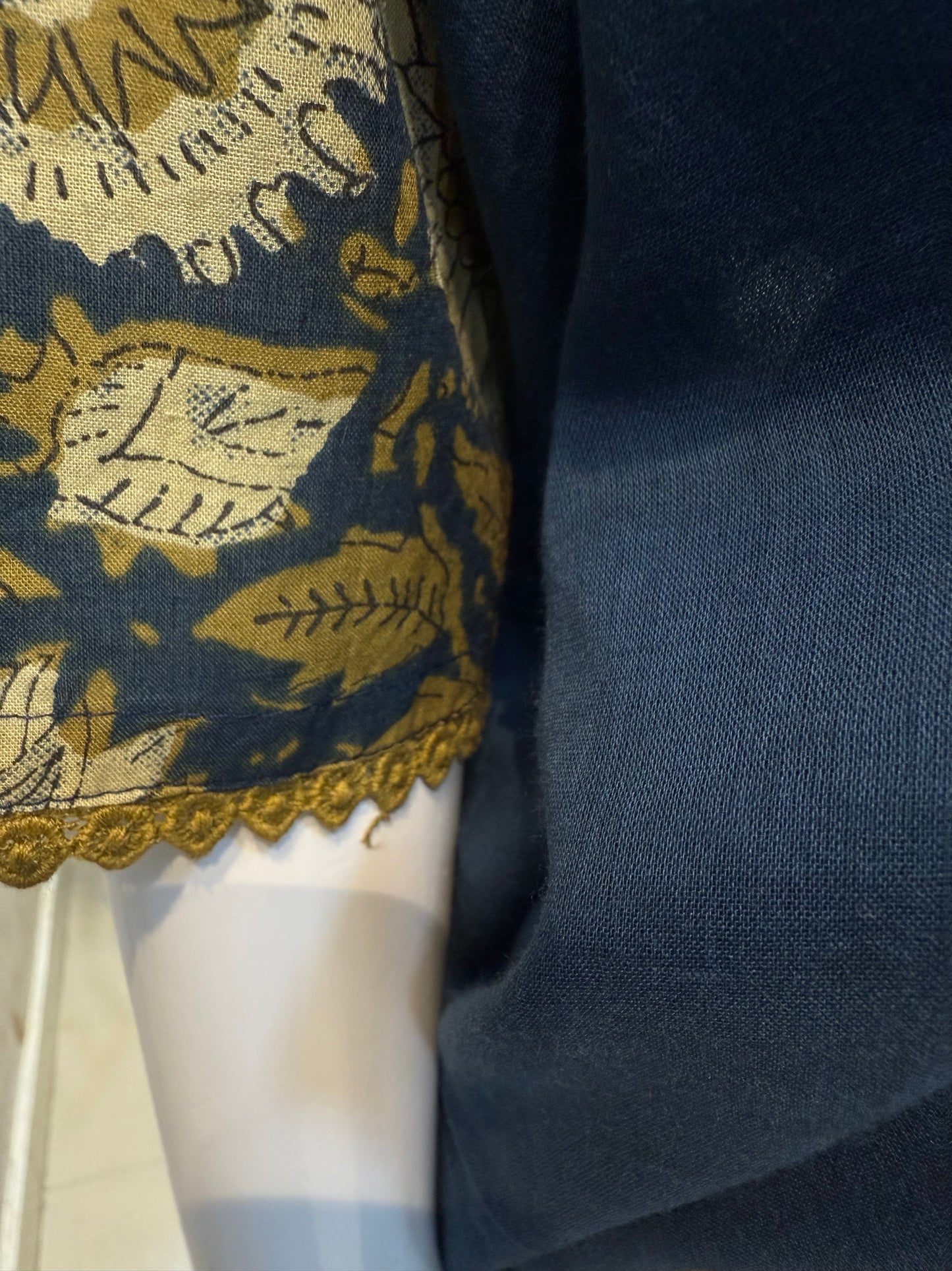 Applique Floral Printed Pure Cotton Kurti with Pant and Dupatta