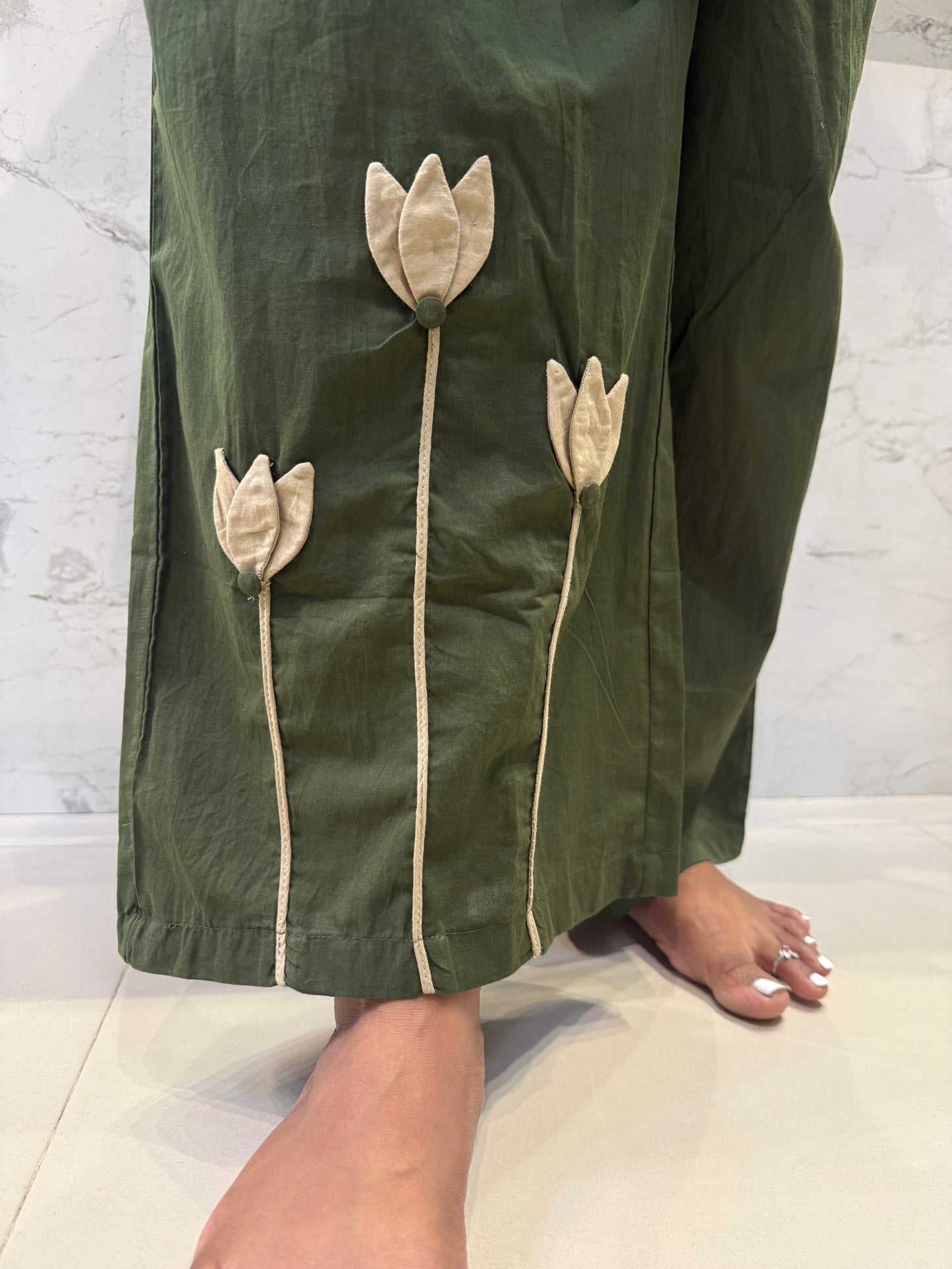 Green Applique Pure Cotton Co-ords Set