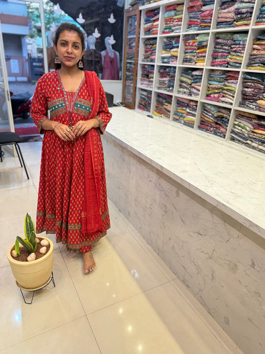 Alia cut Cotton Kurti With pant and Dupatta