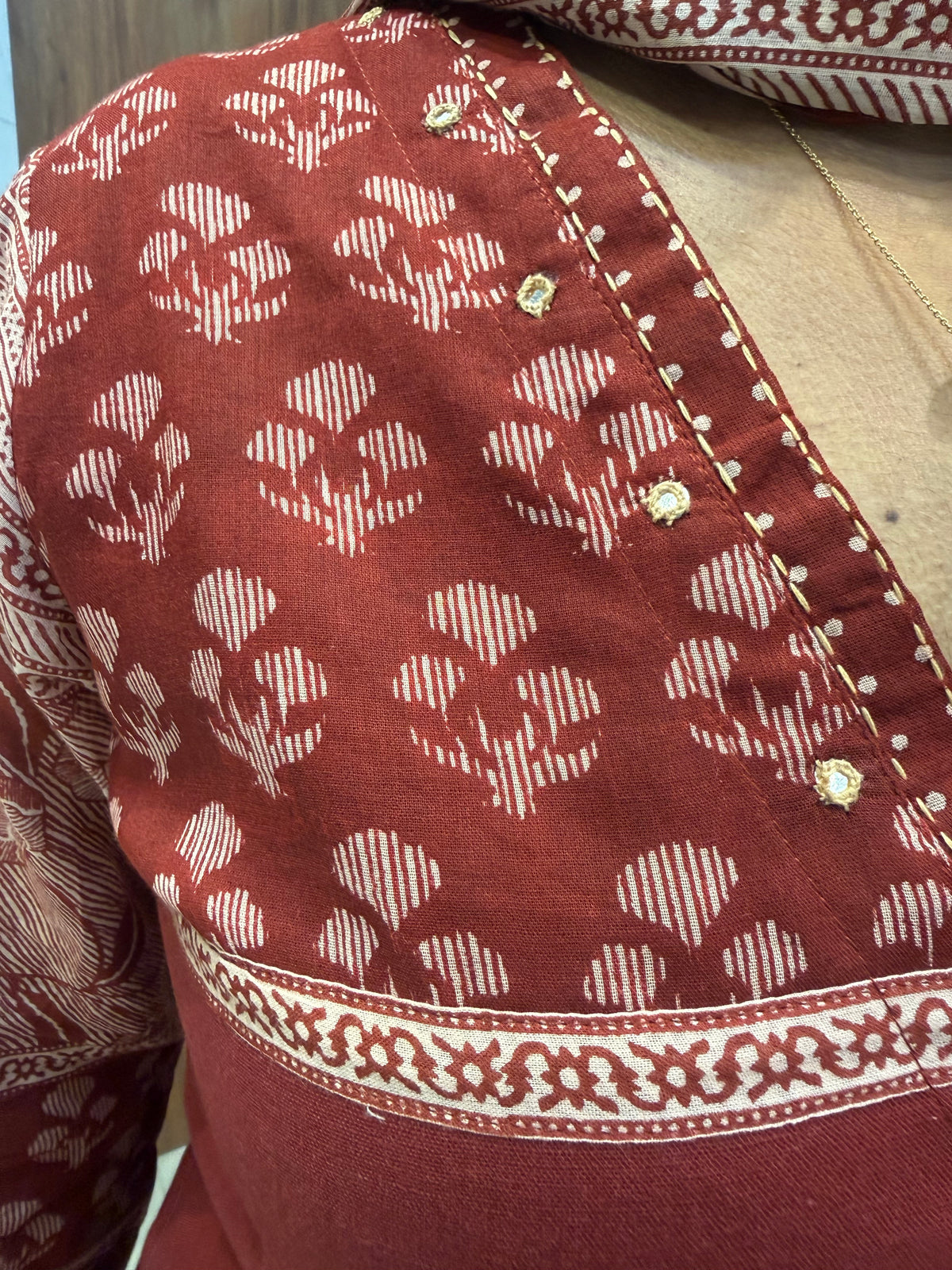 Marron Pure Cotton Kurti With Pant and Dupatta -HSC1316