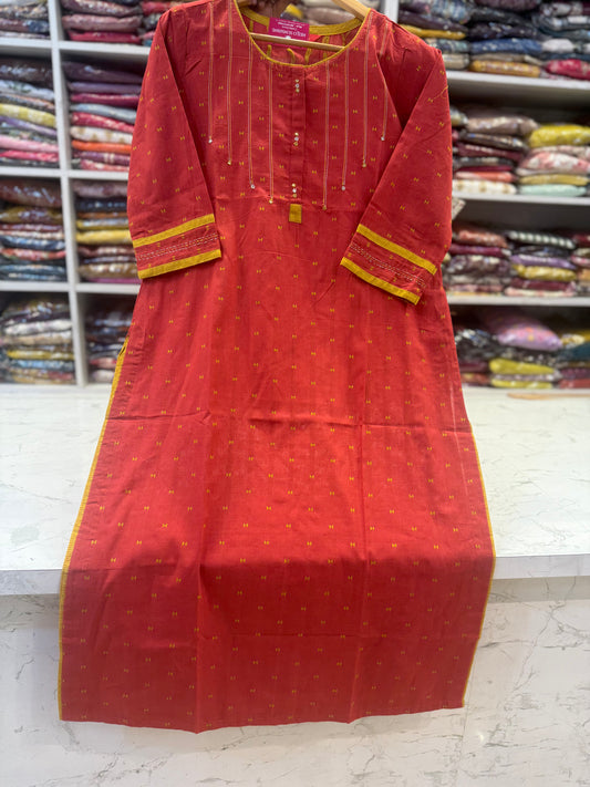 Pure Handloom Embroidery Cotton Kurti