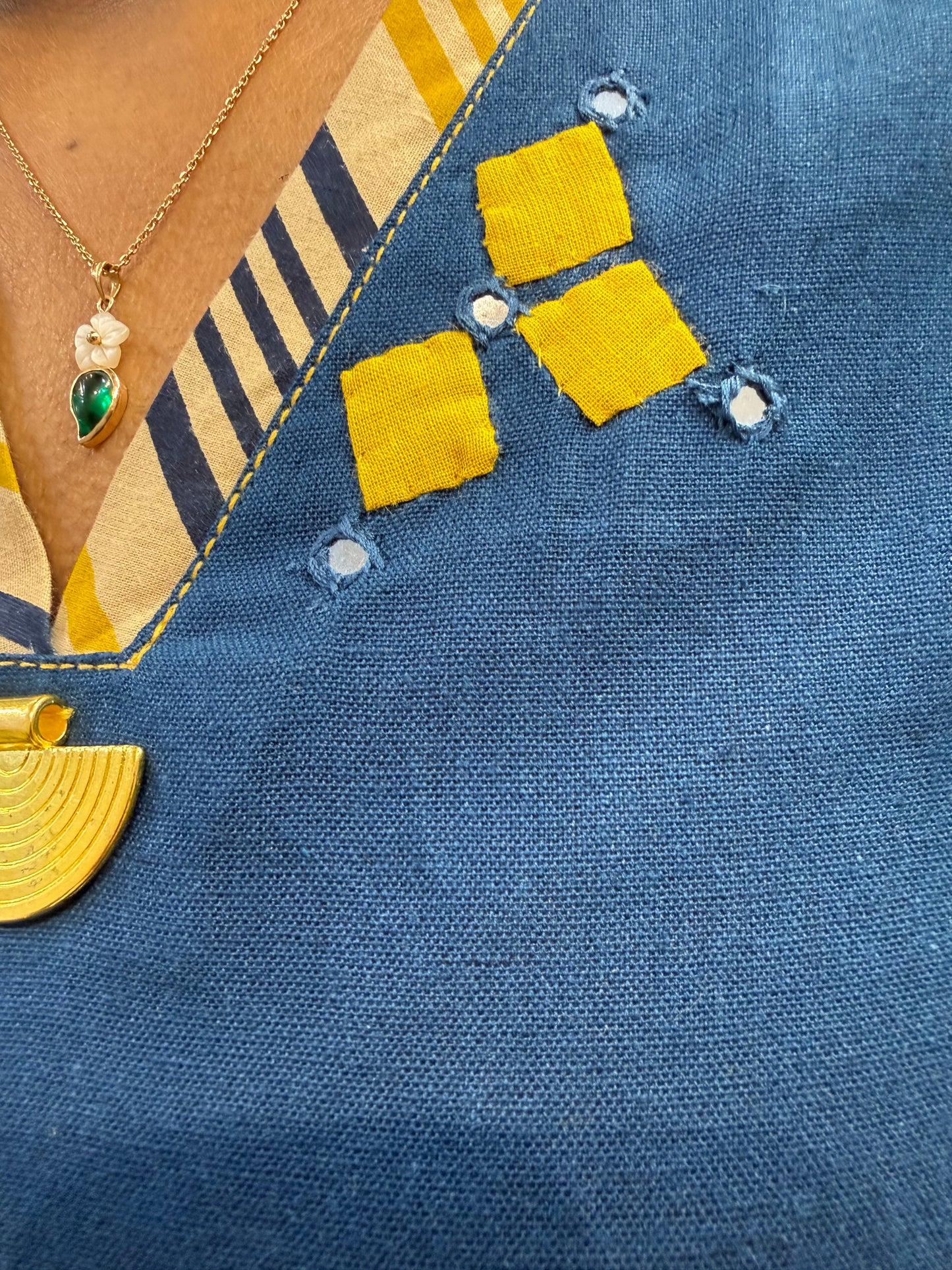 Blue Pure Cotton Flex Applique Straight Cut Kurti With Pant and Dupatta