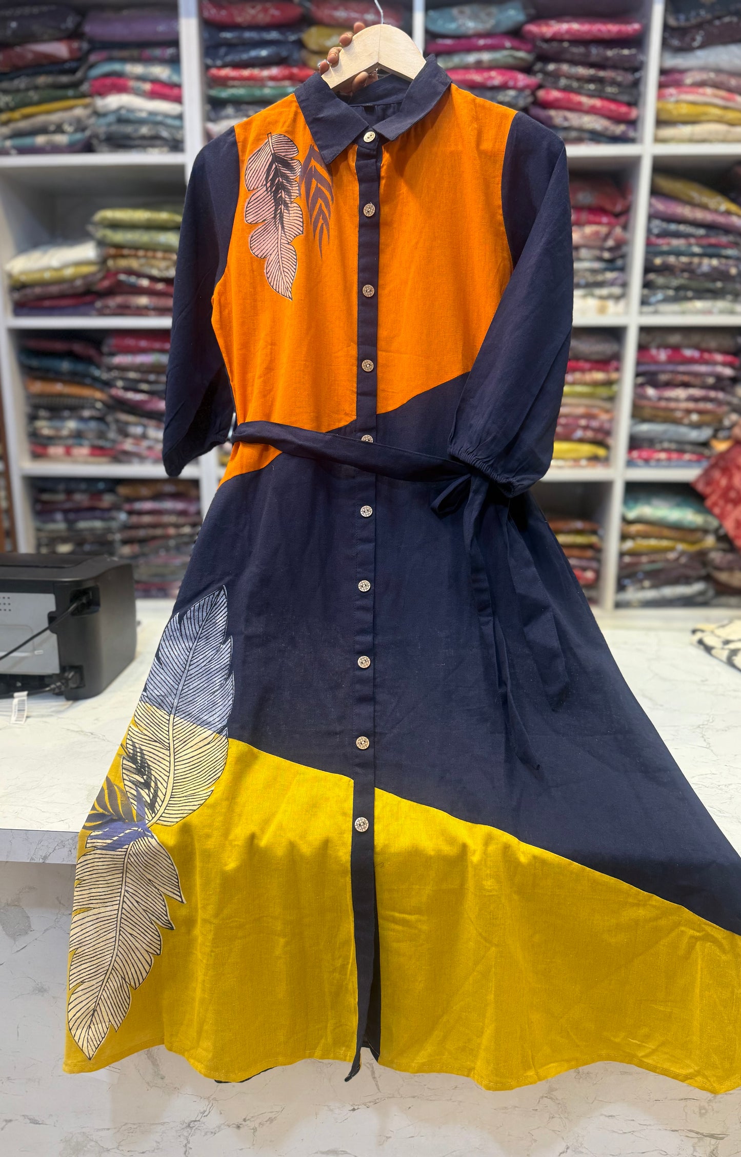 Hand Painted Multi-colour A-line Dress
