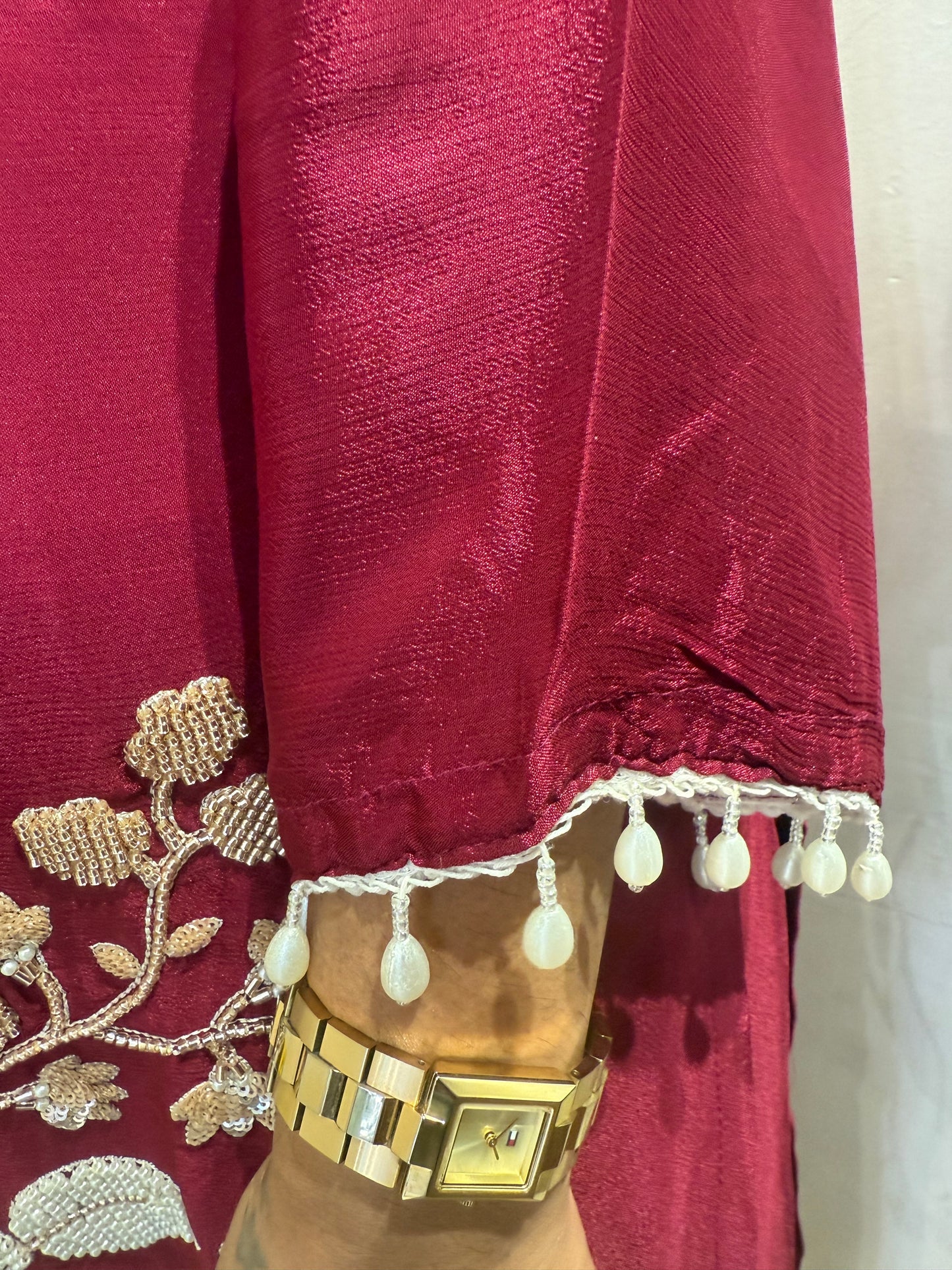 Designer Wear Handwork Kurti With Divider Pant and Dupatta-HSC39