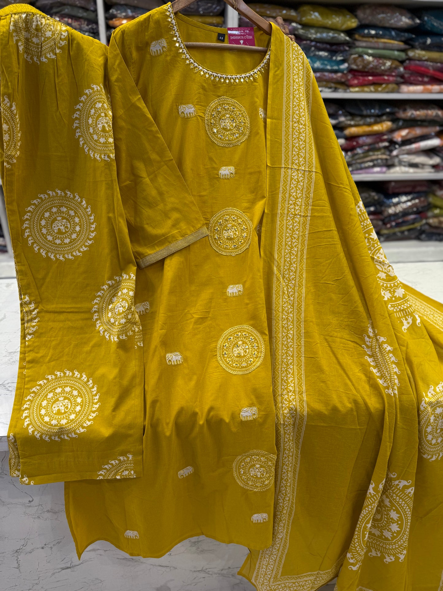 Mustard Elegant Kurti With Pant and dupatta
