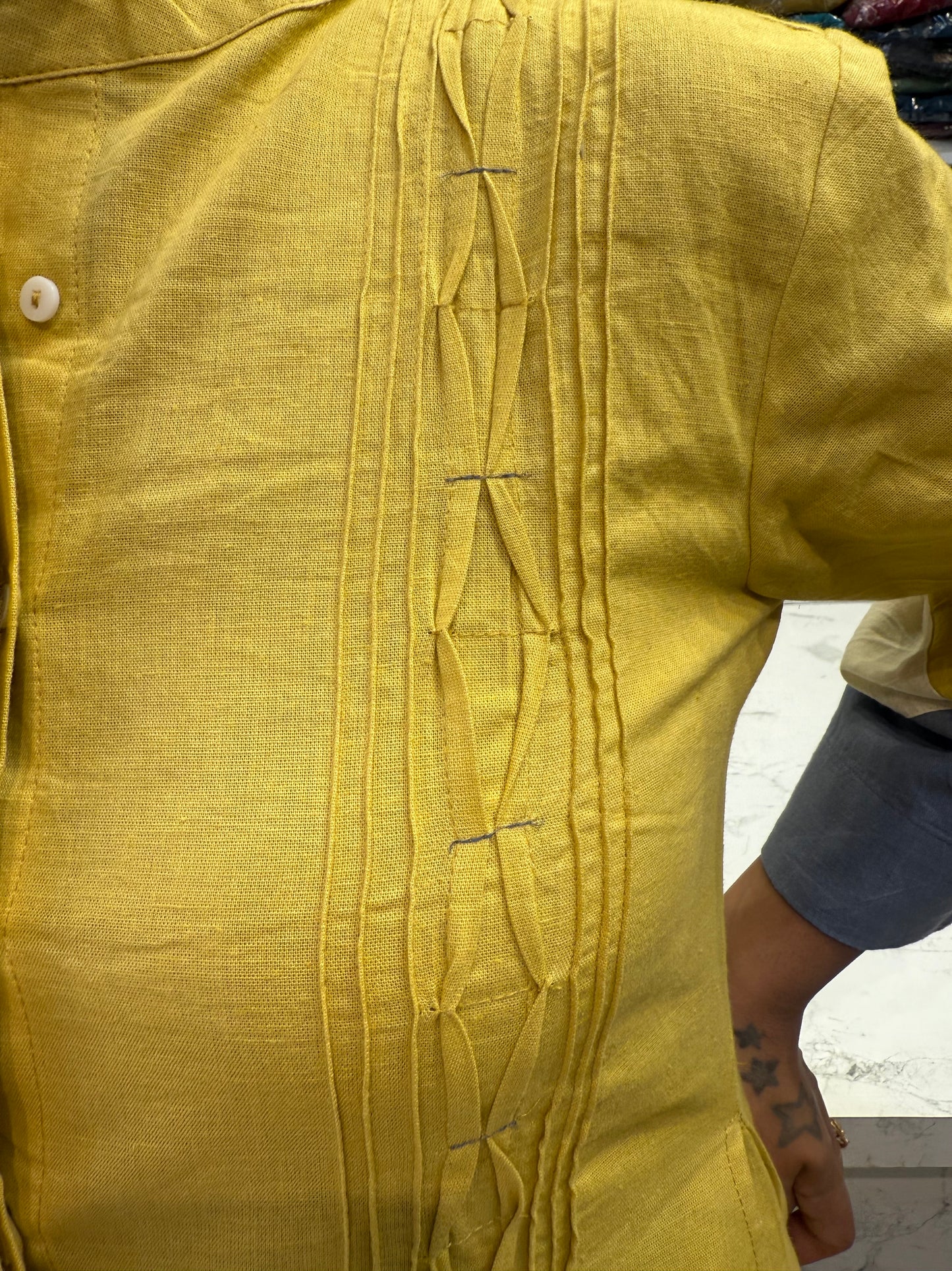 Pure Cotton Flex Mustard Dress-HSC21